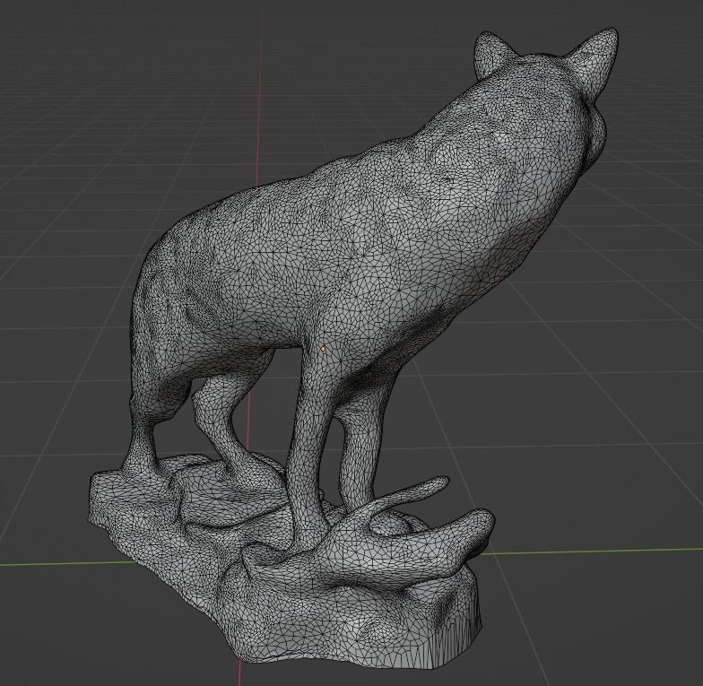 Big Grey Wolf Standing On Rocks Figure Low-poly 3D model_17