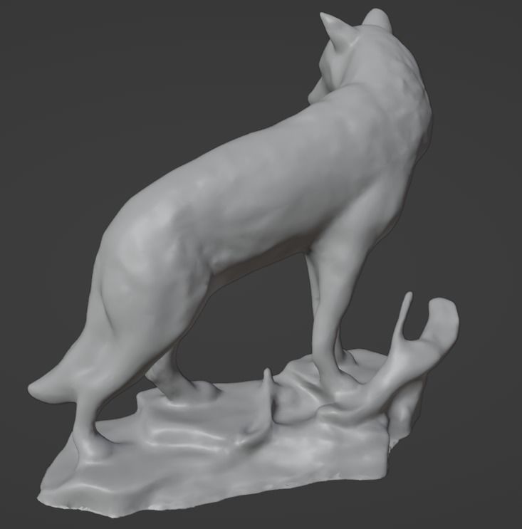 Big Grey Wolf Standing On Rocks Figure Low-poly 3D model_11