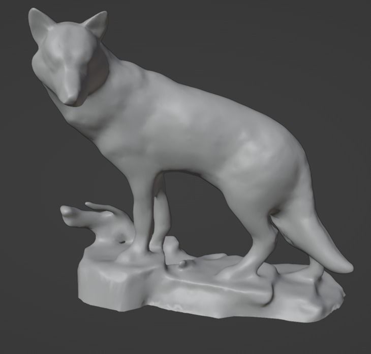 Big Grey Wolf Standing On Rocks Figure Low-poly 3D model_10