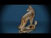 Big Grey Wolf Standing On Rocks Figure Low-poly 3D model_1