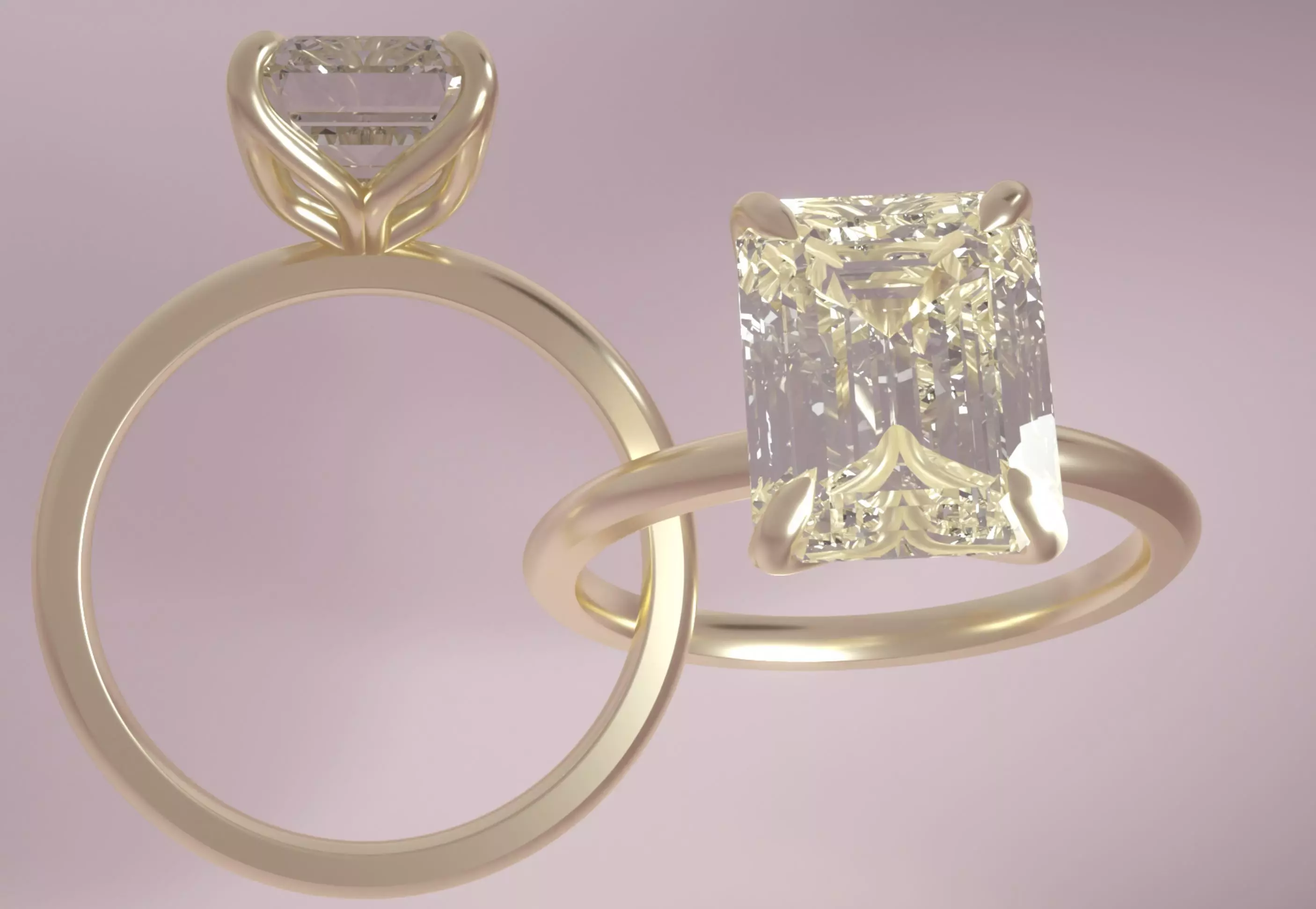 9 x 7 EMERALD Tulip Solitaire FLUSH FIT sizes 4-8 3D print model_0