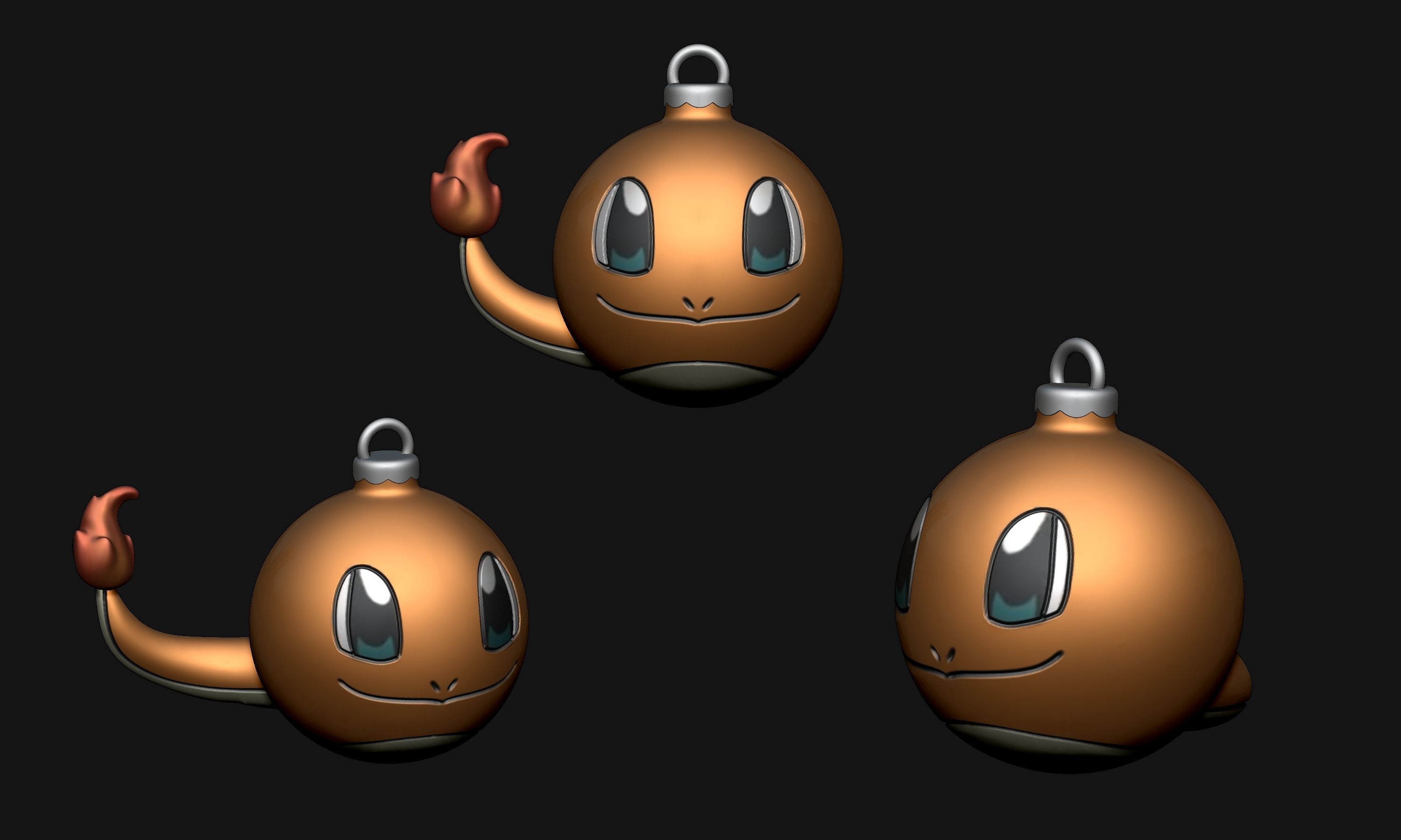 Pokemon - Christmas Ornament Charmander Squirtle and Bulbasaur 3D print model_8