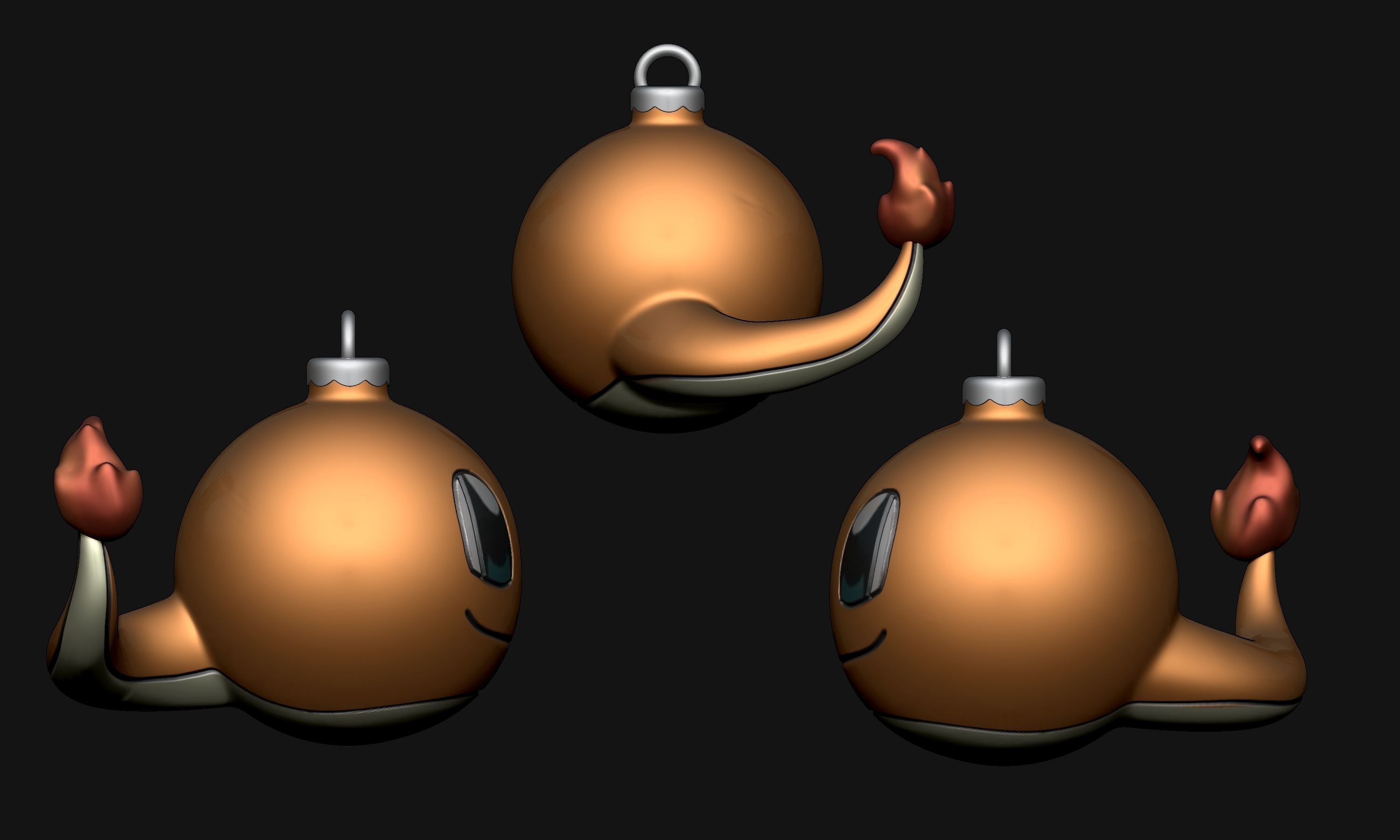 Pokemon - Christmas Ornament Charmander Squirtle and Bulbasaur 3D print model_9