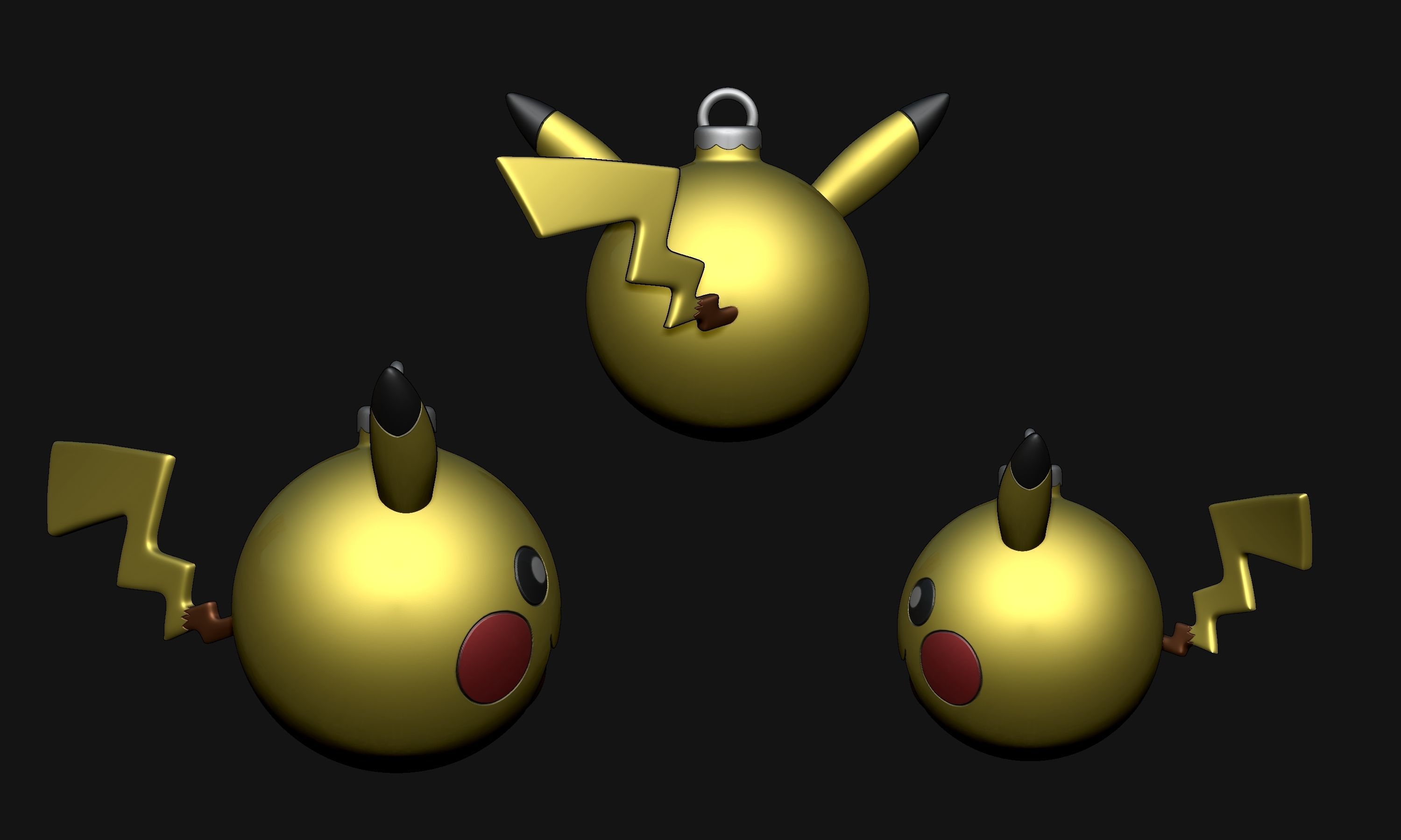 Pokemon - Christmas Ornament Pikachu Free 3D print model_3