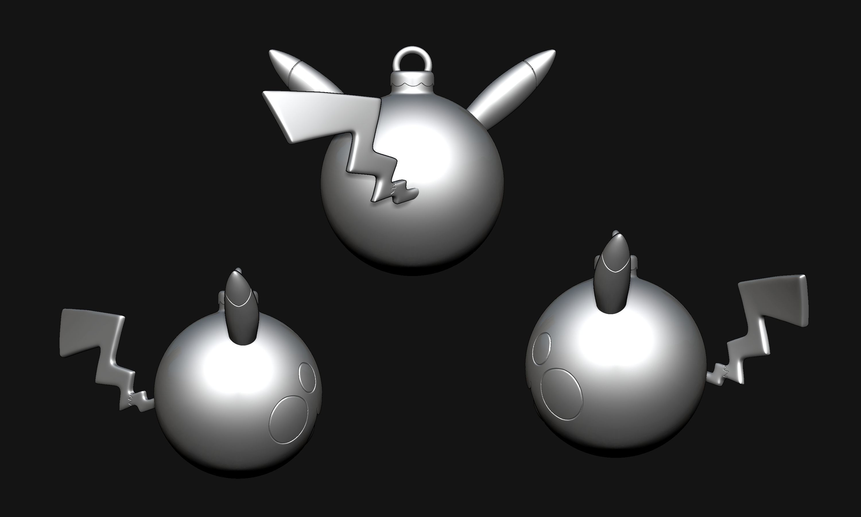 Pokemon - Christmas Ornament Pikachu Free 3D print model_4