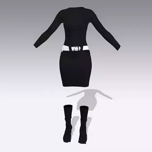 DRESS BLACK MATTE BELT DETAIL SOCK DETAIL LOOK BLACK AND WHITE