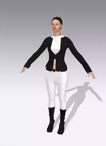 BLACK JACKET BLOUSE WHITE AND PANT 