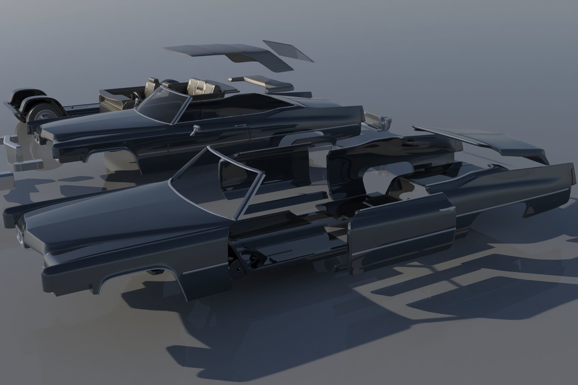 Cadillac Deville Convertible 1970 3D print model_17