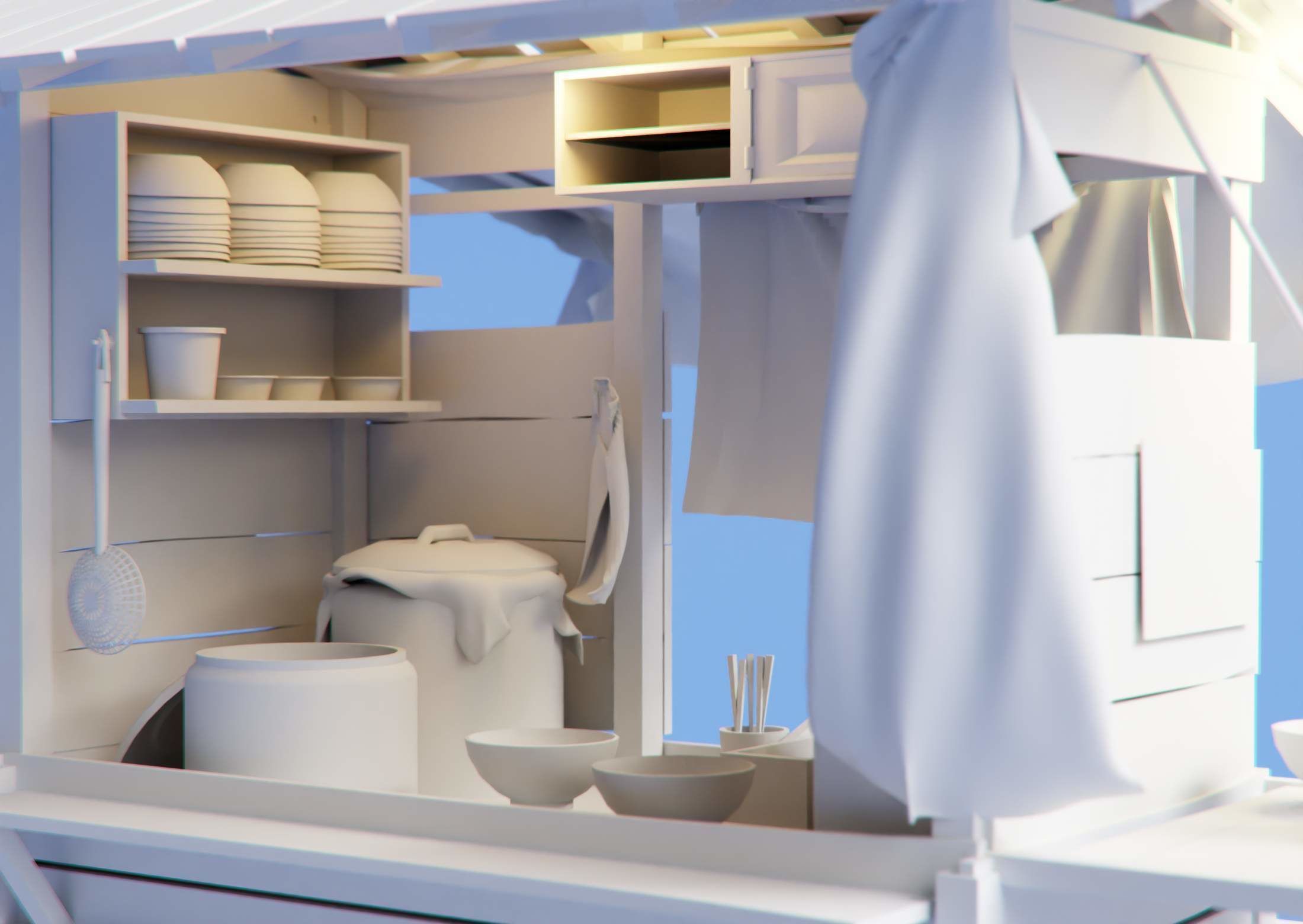 Japanese Ramen Stall Free 3D model_5