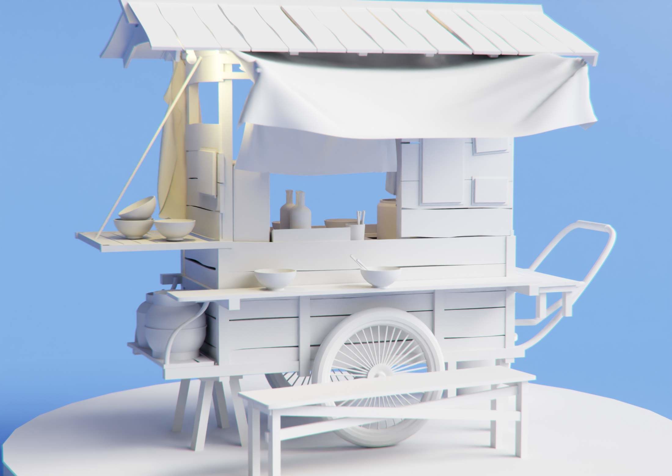 Japanese Ramen Stall Free 3D model_2