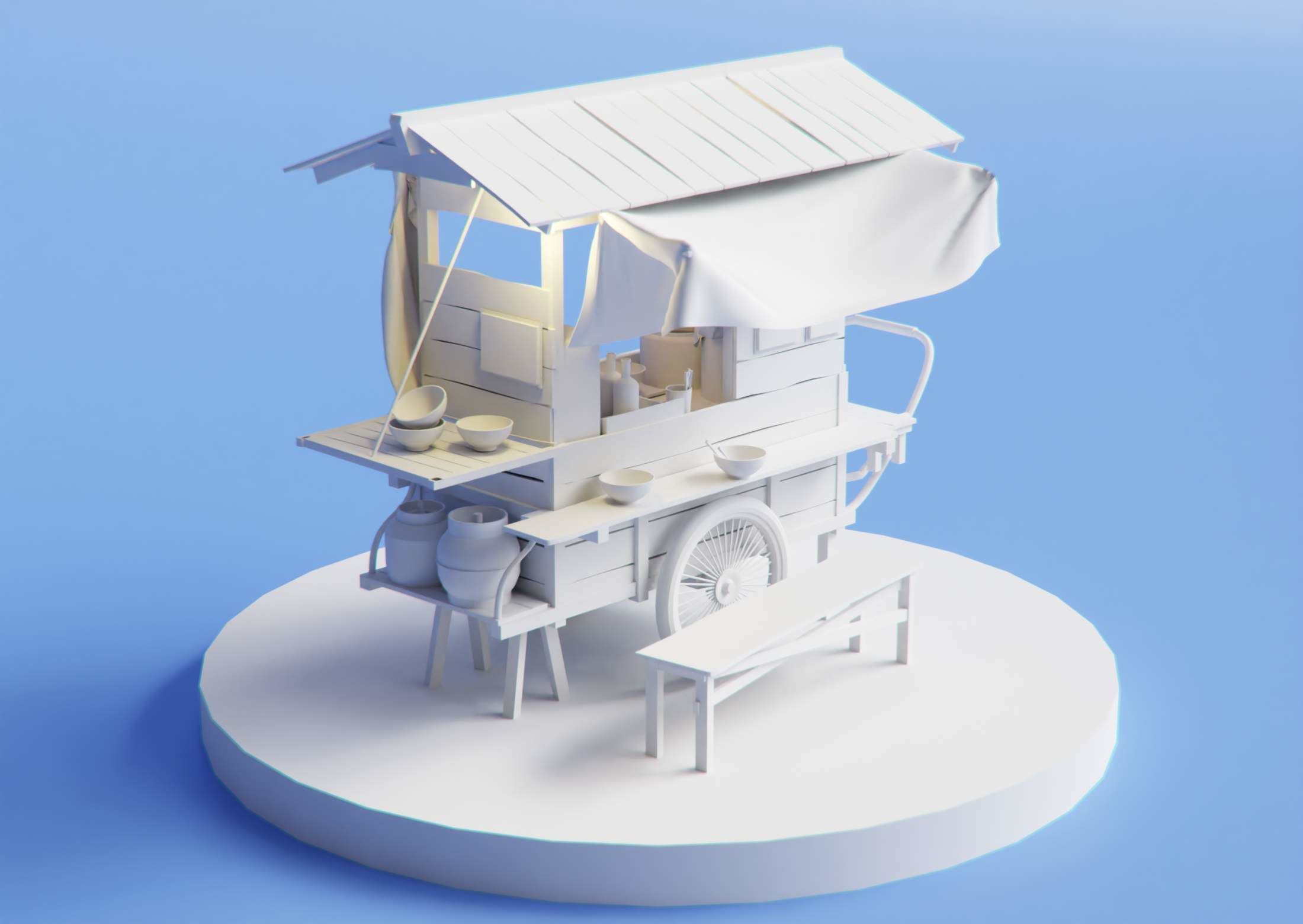 Japanese Ramen Stall Free 3D model_1