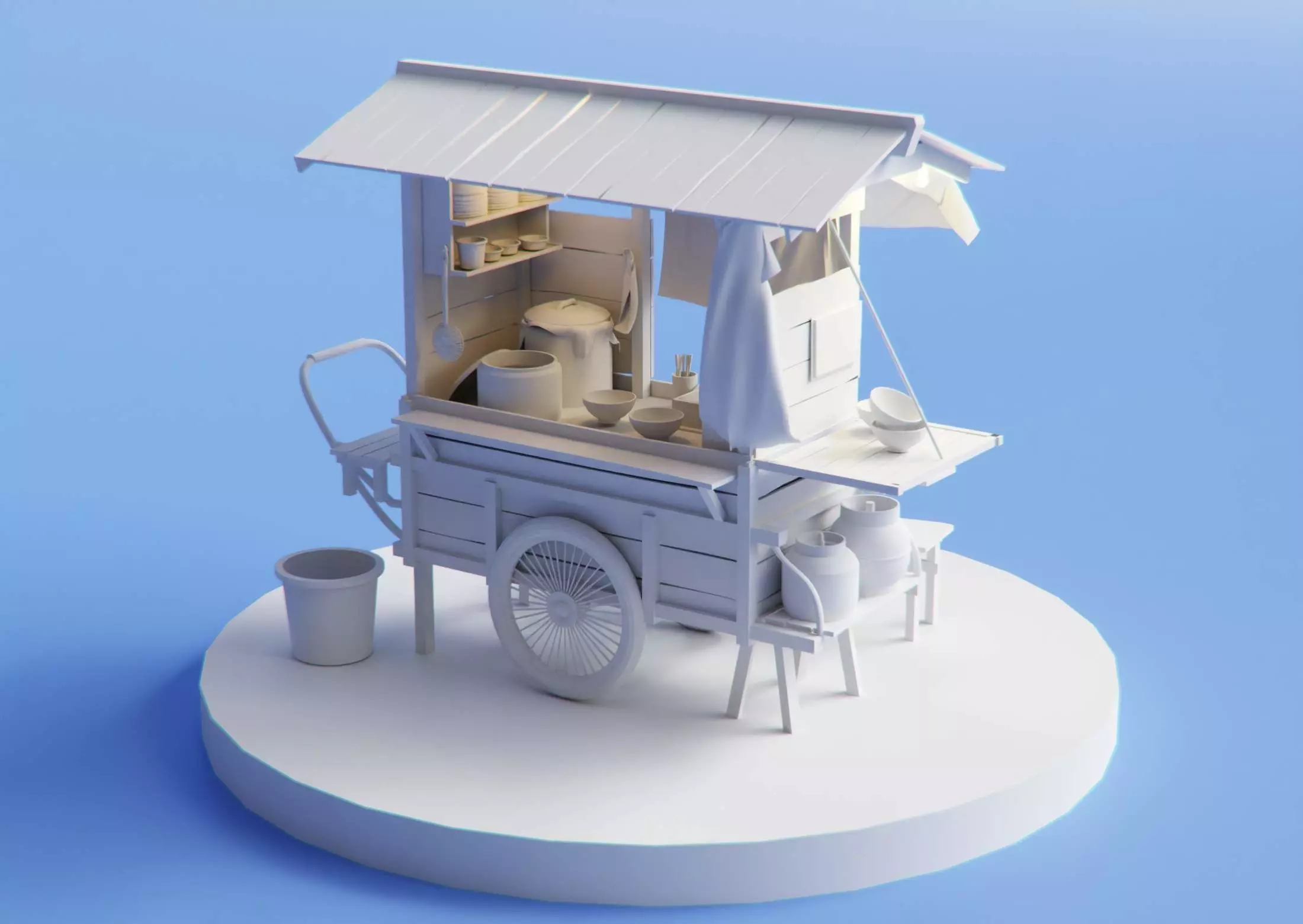 Japanese Ramen Stall Free 3D model_0