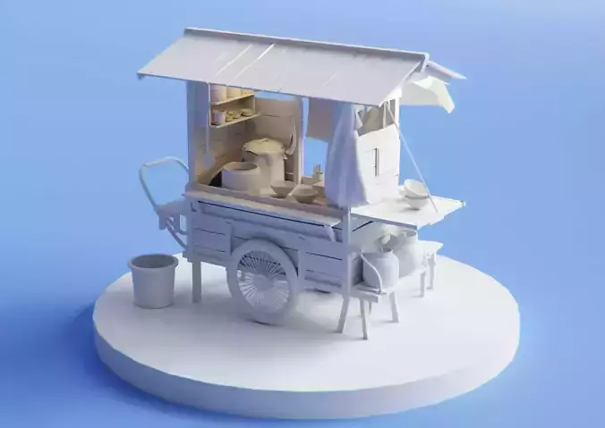 Japanese Ramen Stall Free 3D model Japanese Ramen Stall Free 3D model