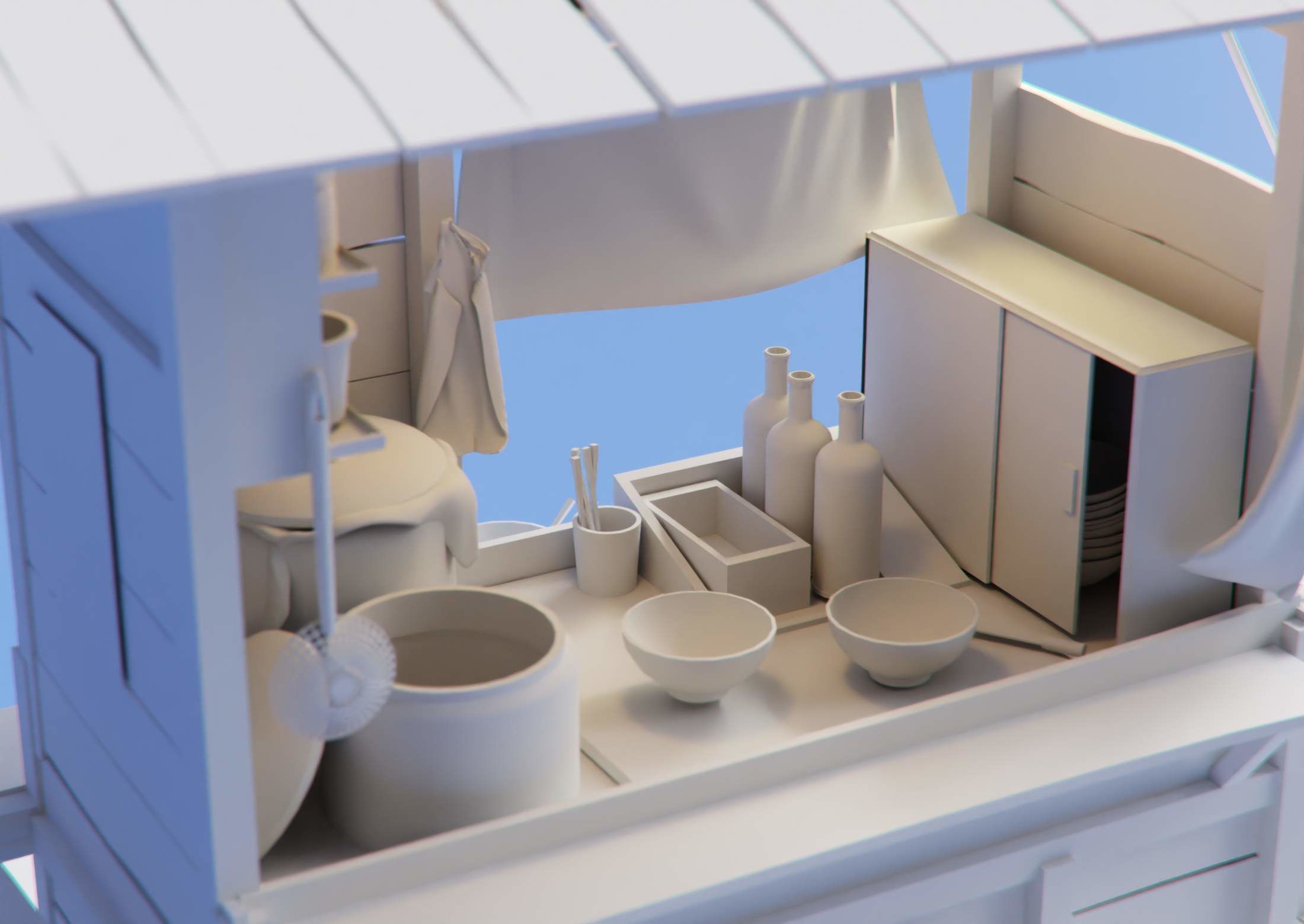 Japanese Ramen Stall Free 3D model_4