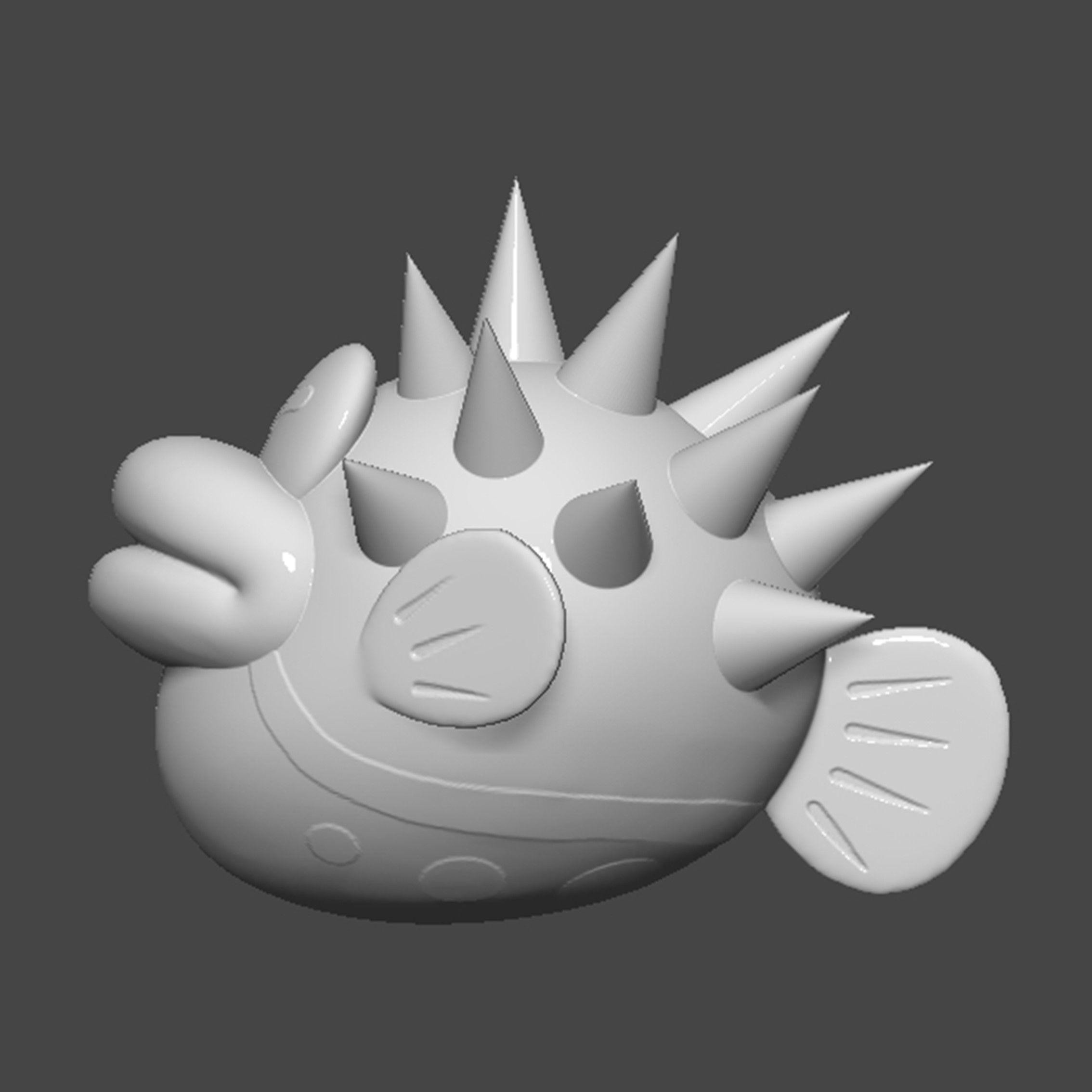 Porcupuffer Fish Mario 3D print model_5