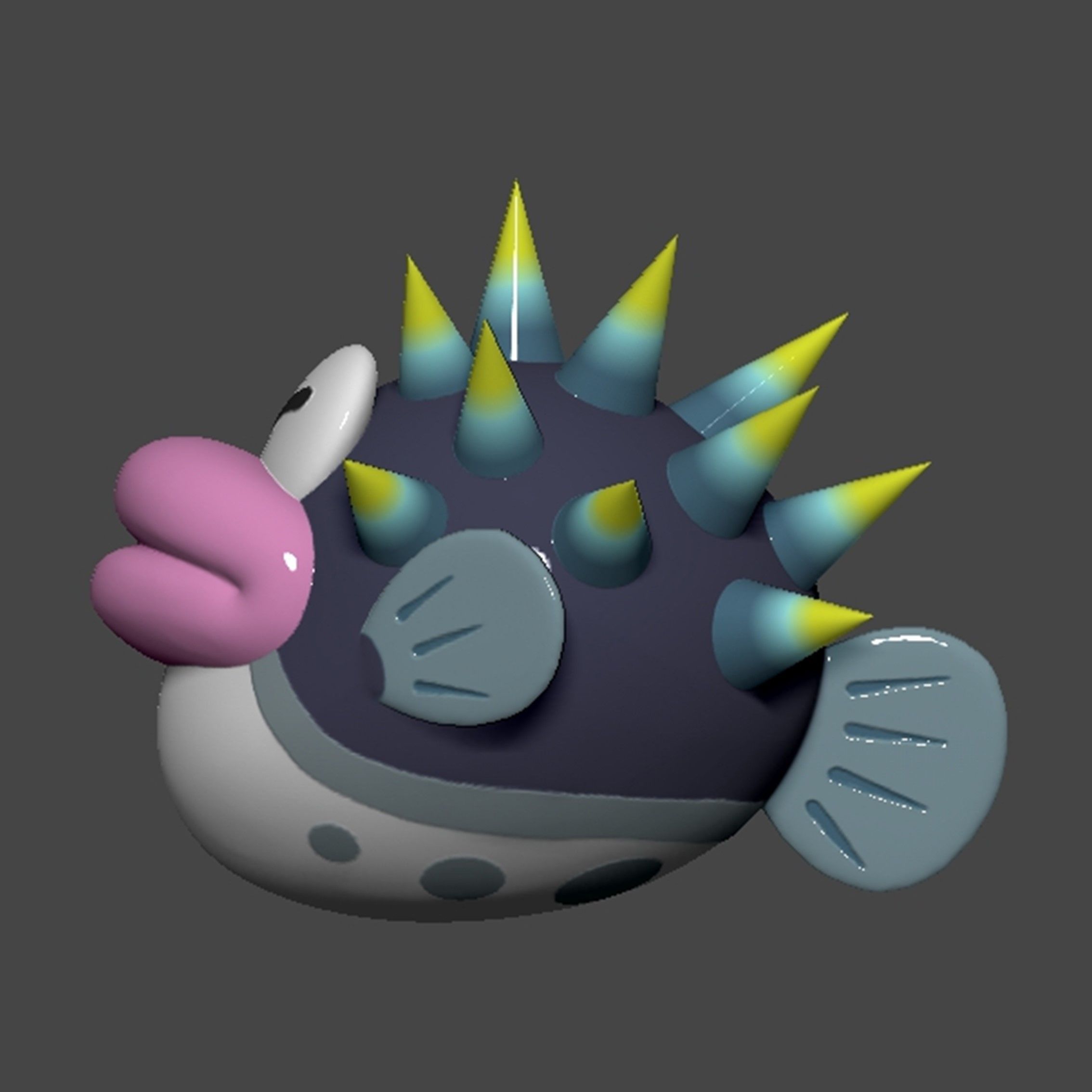 Porcupuffer Fish Mario 3D print model_4