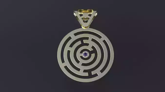 Pendant cercle maze for CNC or 3D print model 