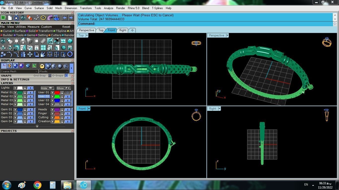 Gold Bracelet 12 3D print model_8