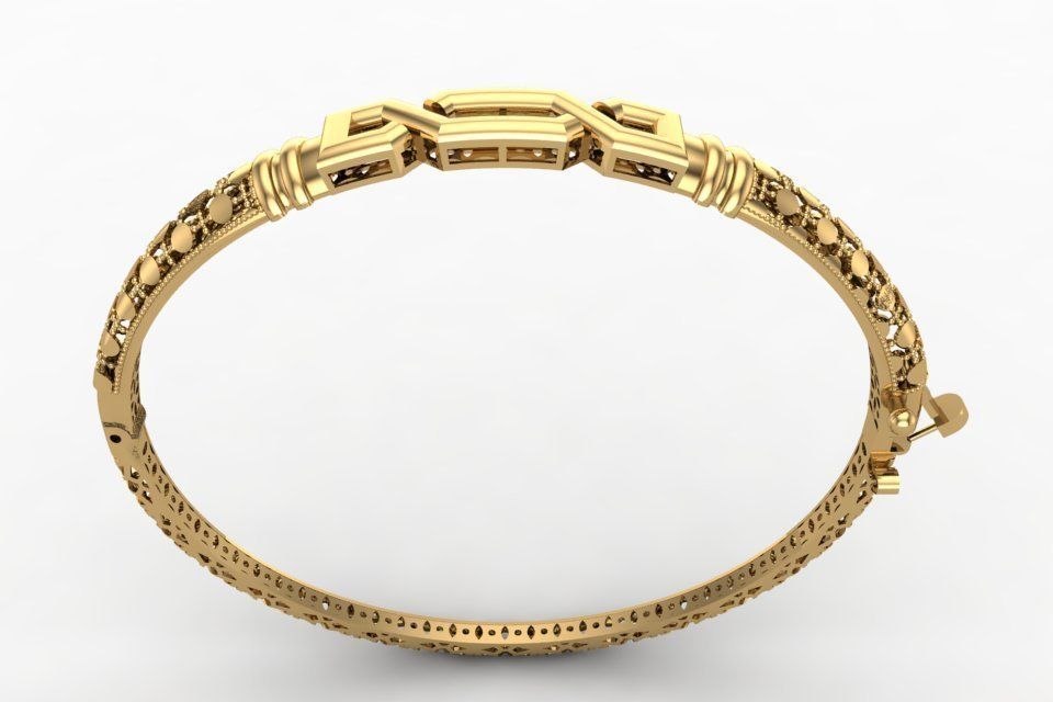 Gold Bracelet 12 3D print model_3