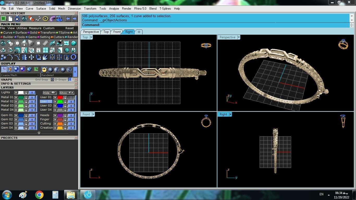 Gold Bracelet 12 3D print model_9