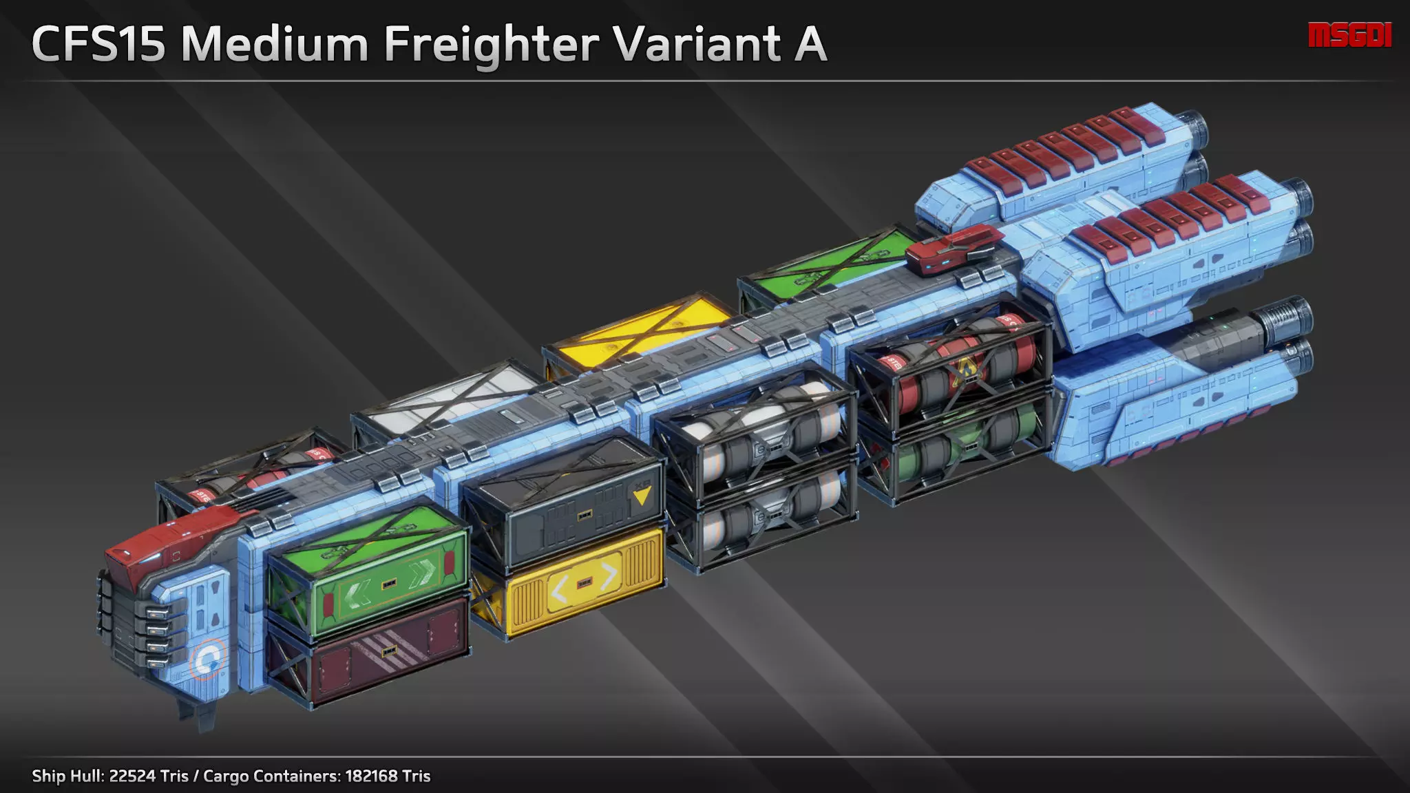Spaceship CFS15 Medium Freighter Low-poly 3D model_0