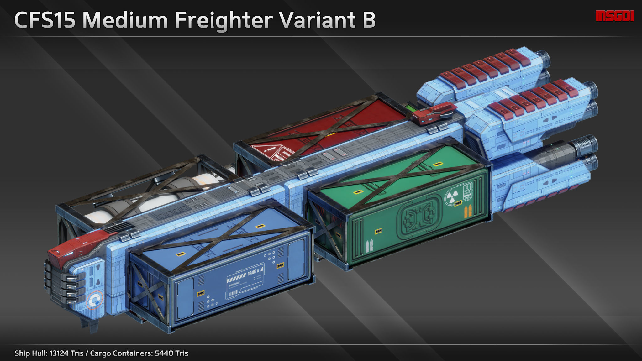 Spaceship CFS15 Medium Freighter Low-poly 3D model_1