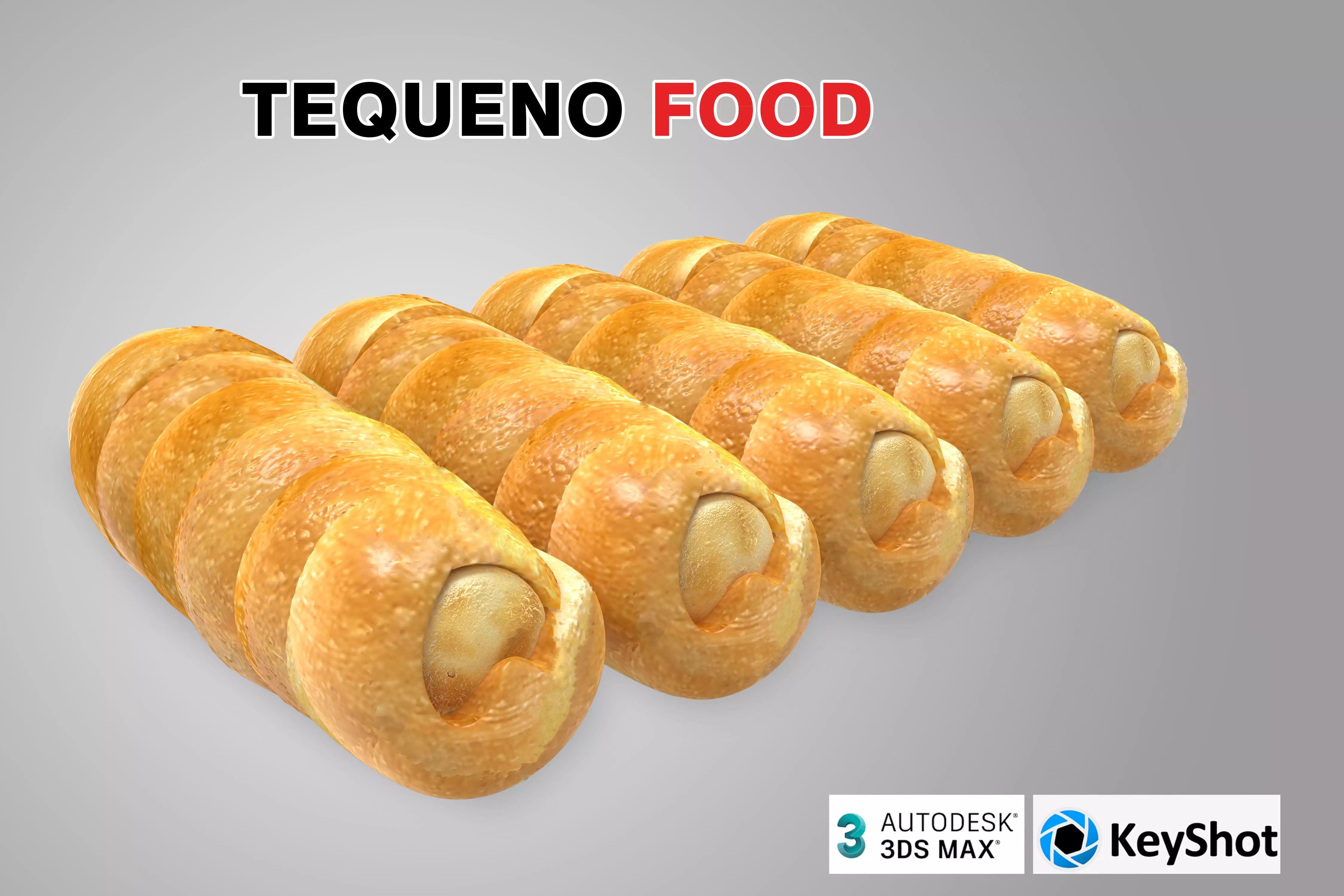 tequeno-Food bread roll Low-poly 3D model