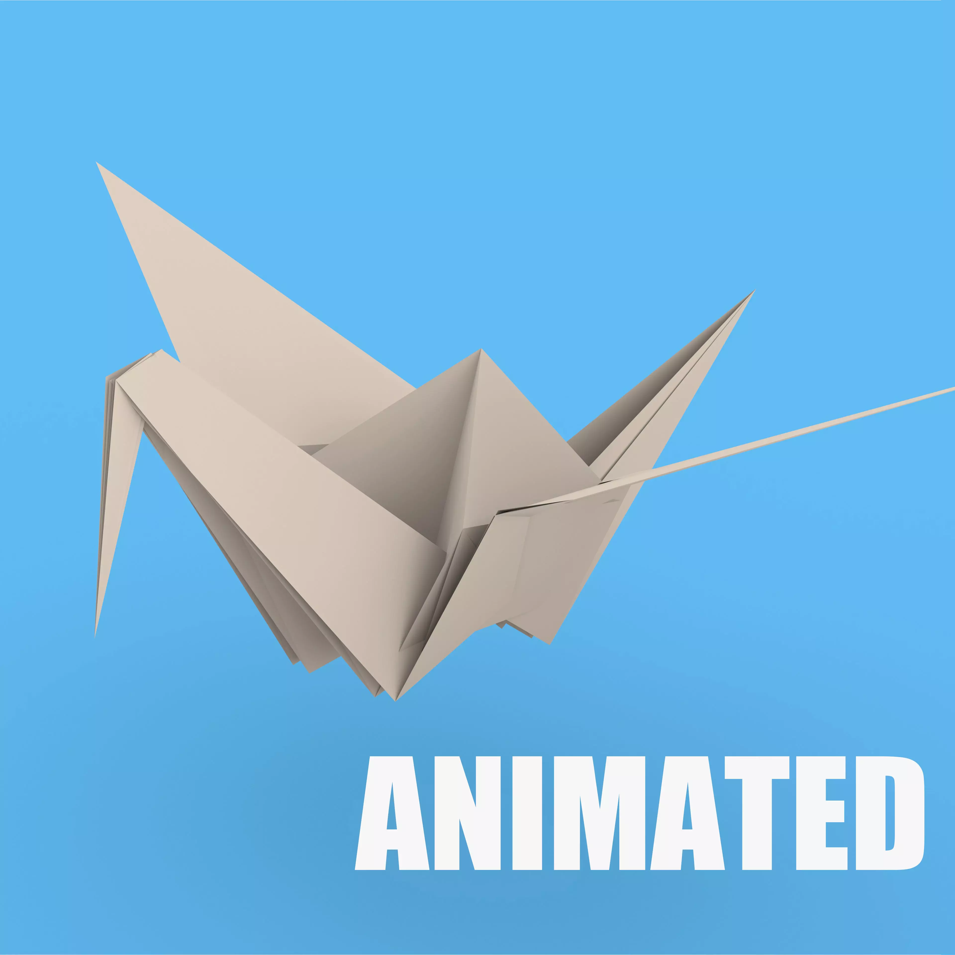 Origami Paper Crane Animated 3D model_0