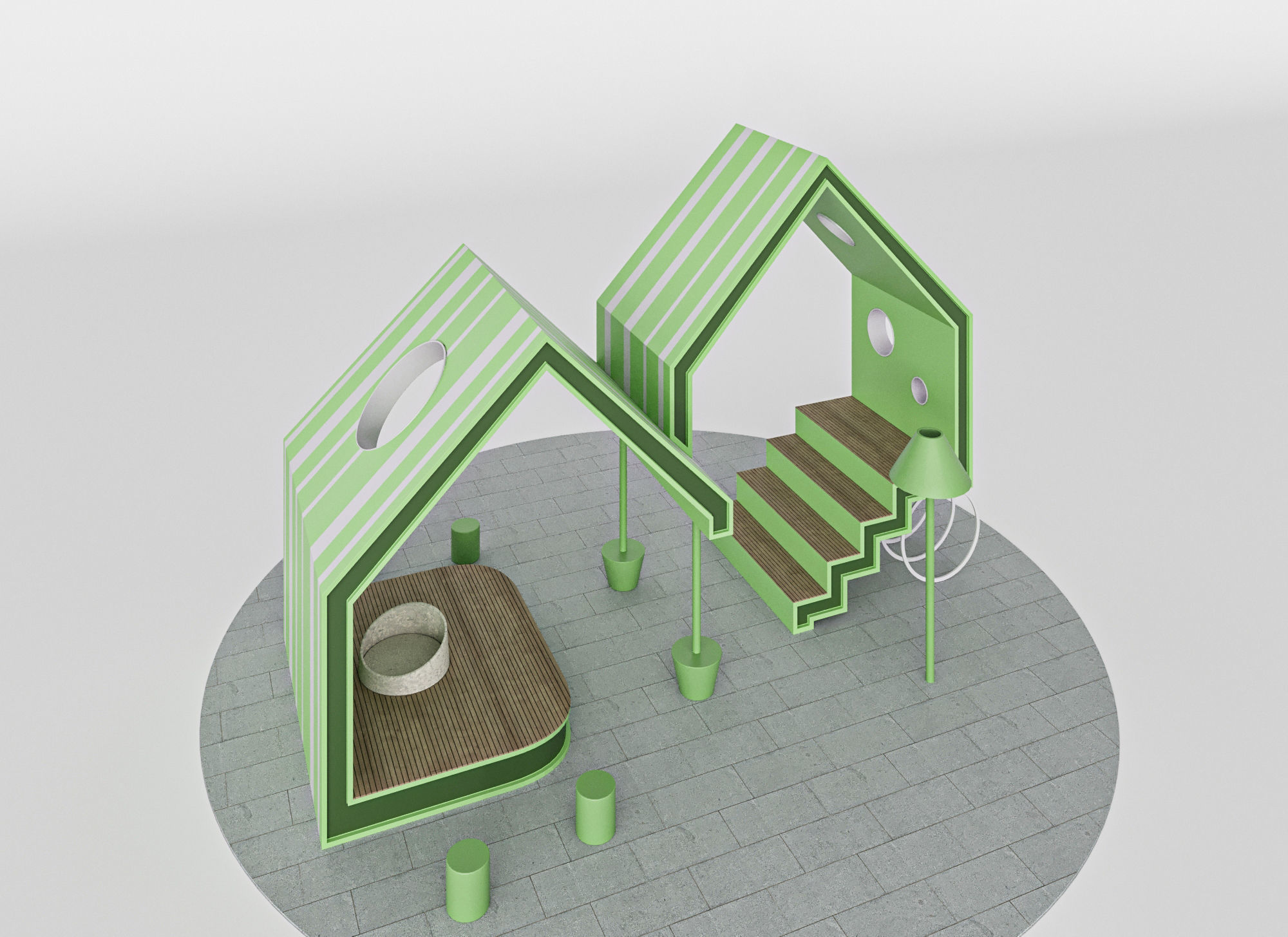 STREET ROOM GREEN for exterior public space commercial areas 3D model_4