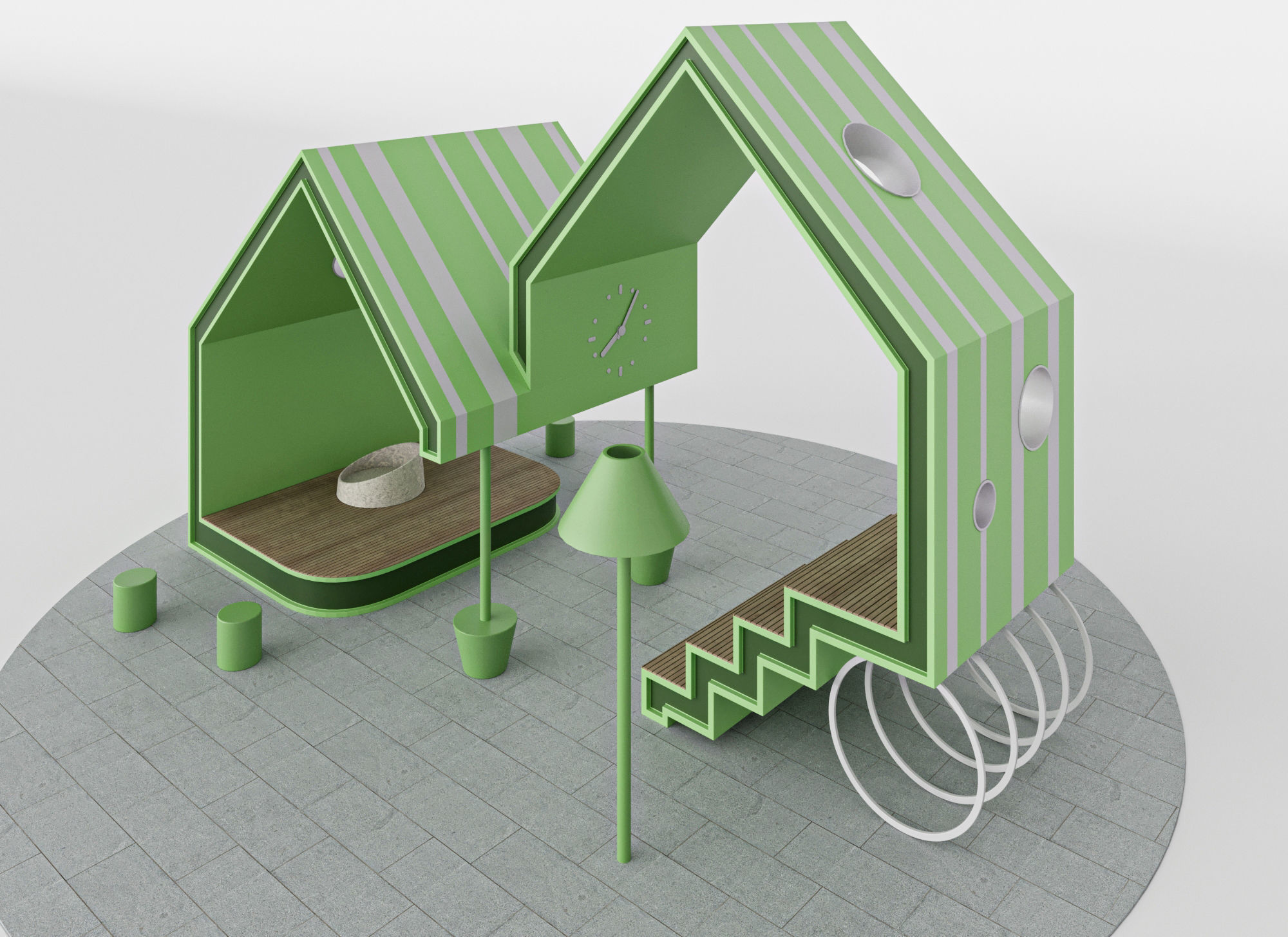 STREET ROOM GREEN for exterior public space commercial areas 3D model_5