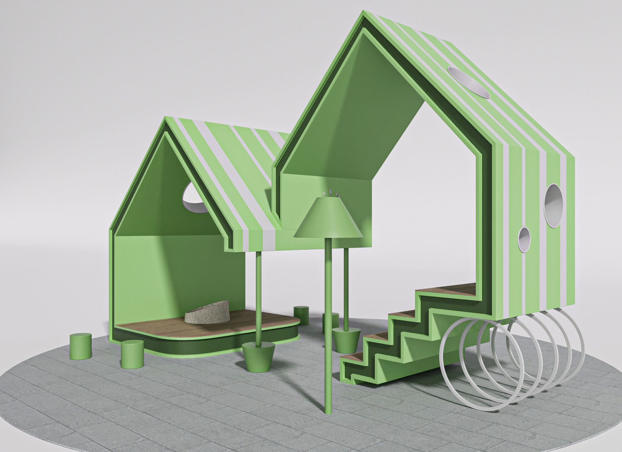 STREET ROOM GREEN for exterior public space commercial areas 3D model_2