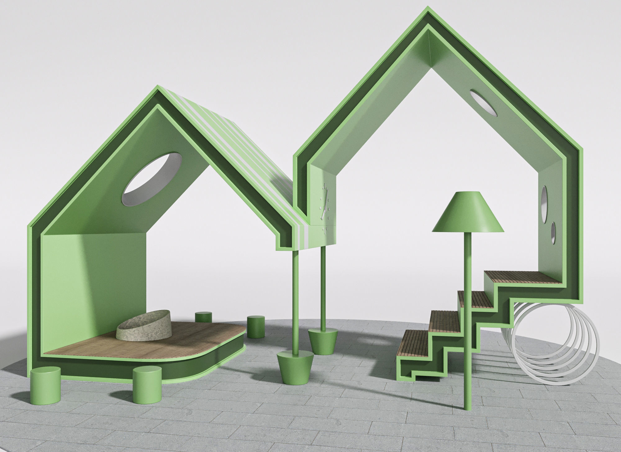 STREET ROOM GREEN for exterior public space commercial areas 3D model_1