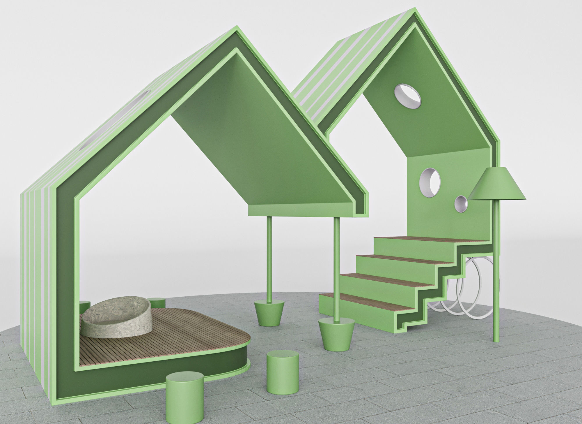 STREET ROOM GREEN for exterior public space commercial areas 3D model_3