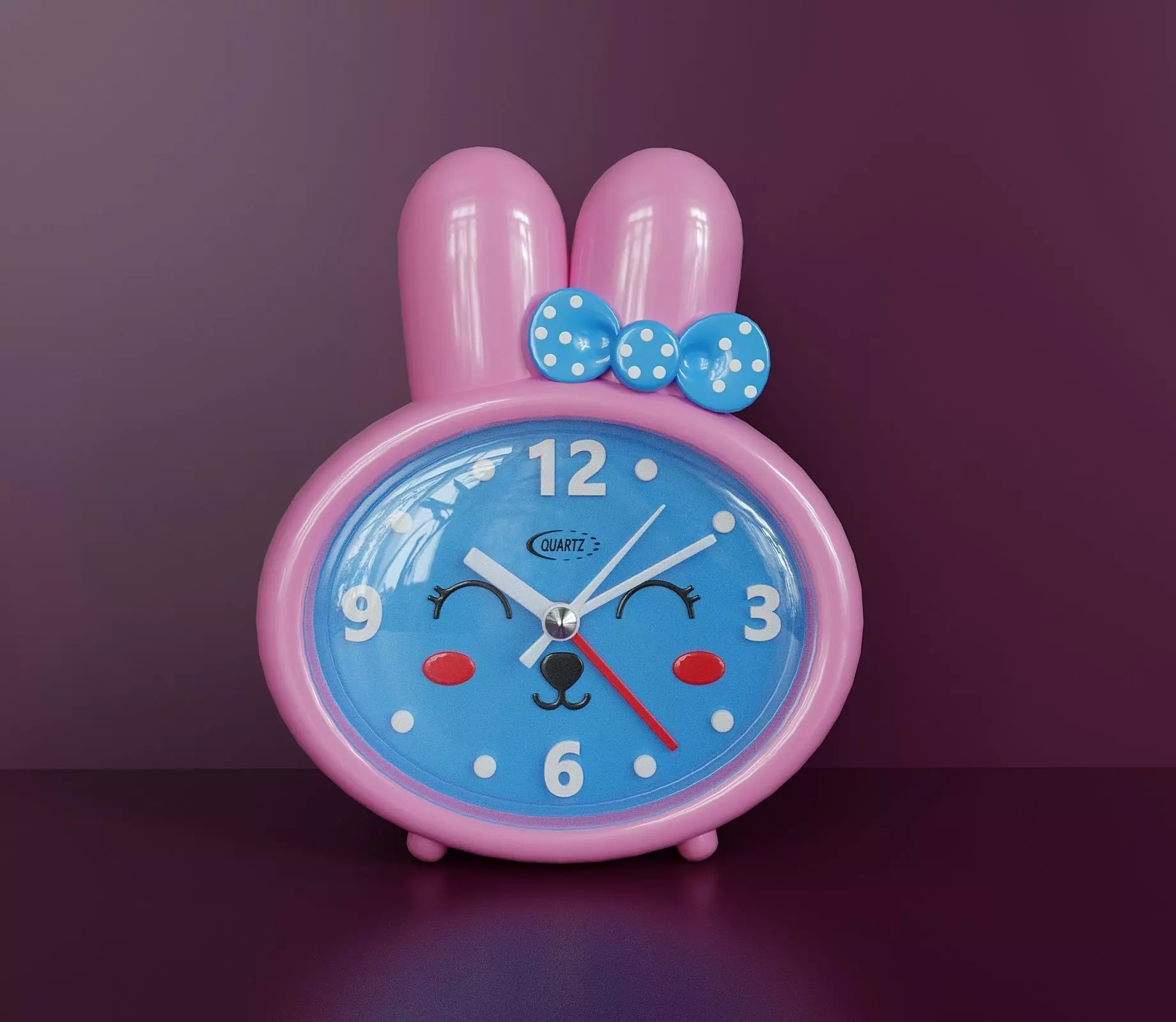 Childrens desktop pink alarm clock 3D model