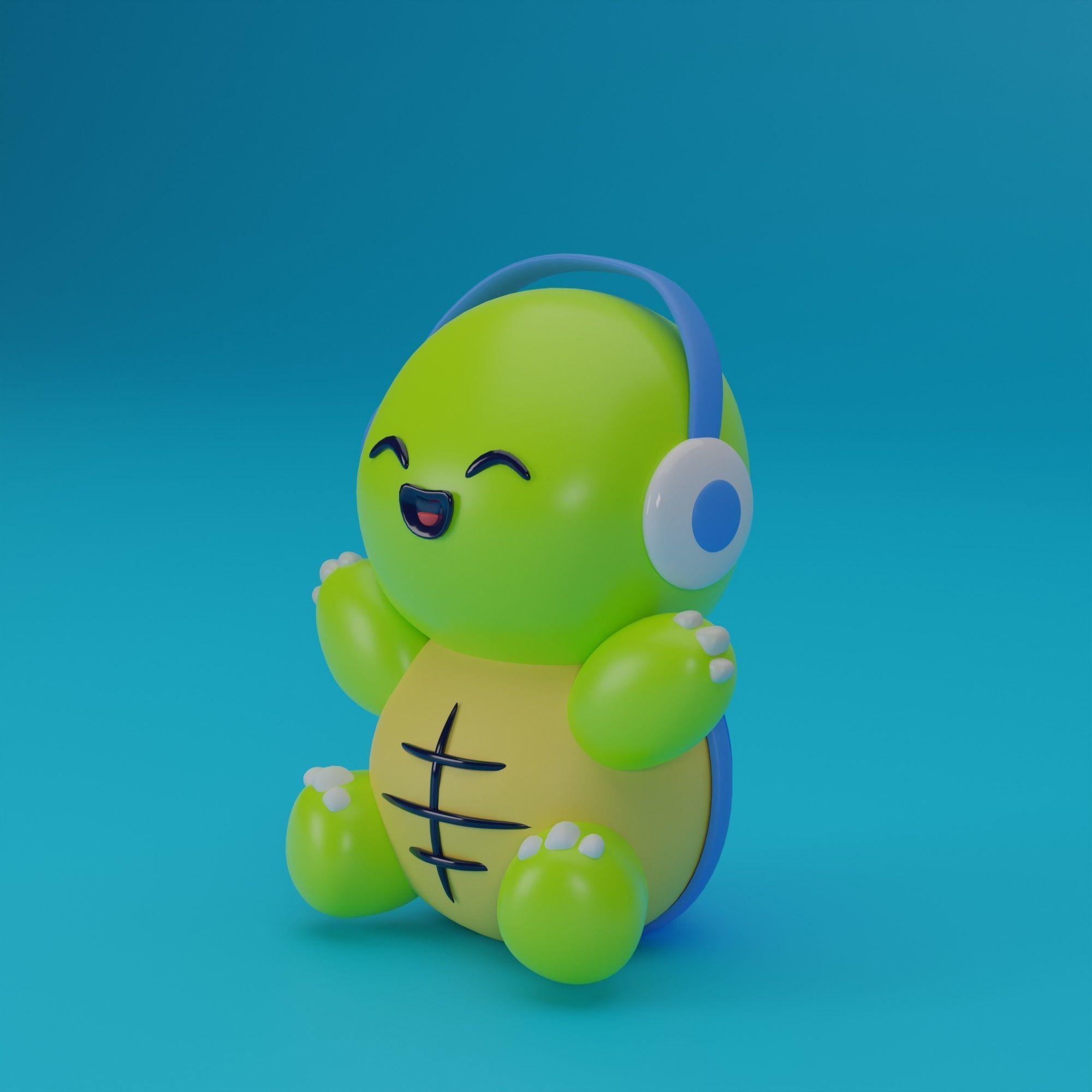 Cute Turtle cartoon 3D blender Low-poly 3D model_2