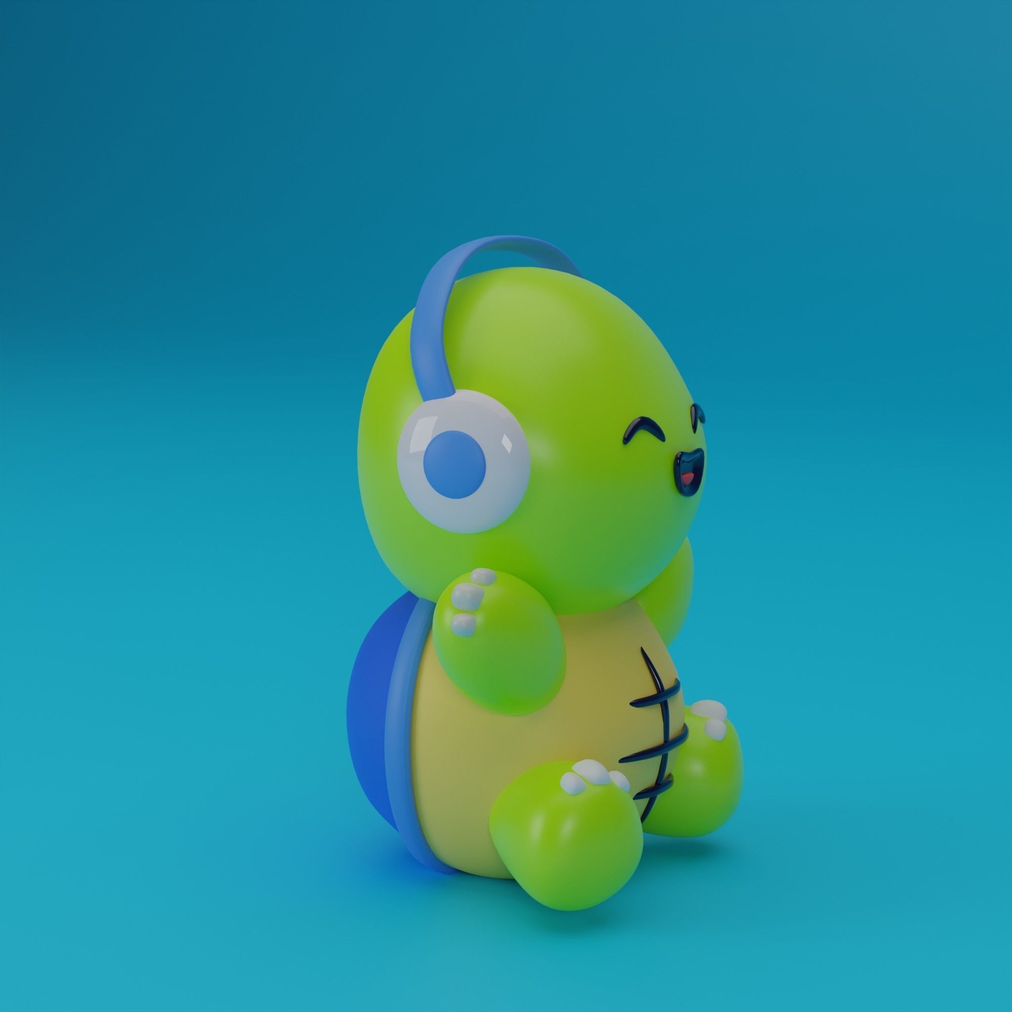 Cute Turtle cartoon 3D blender Low-poly 3D model_5