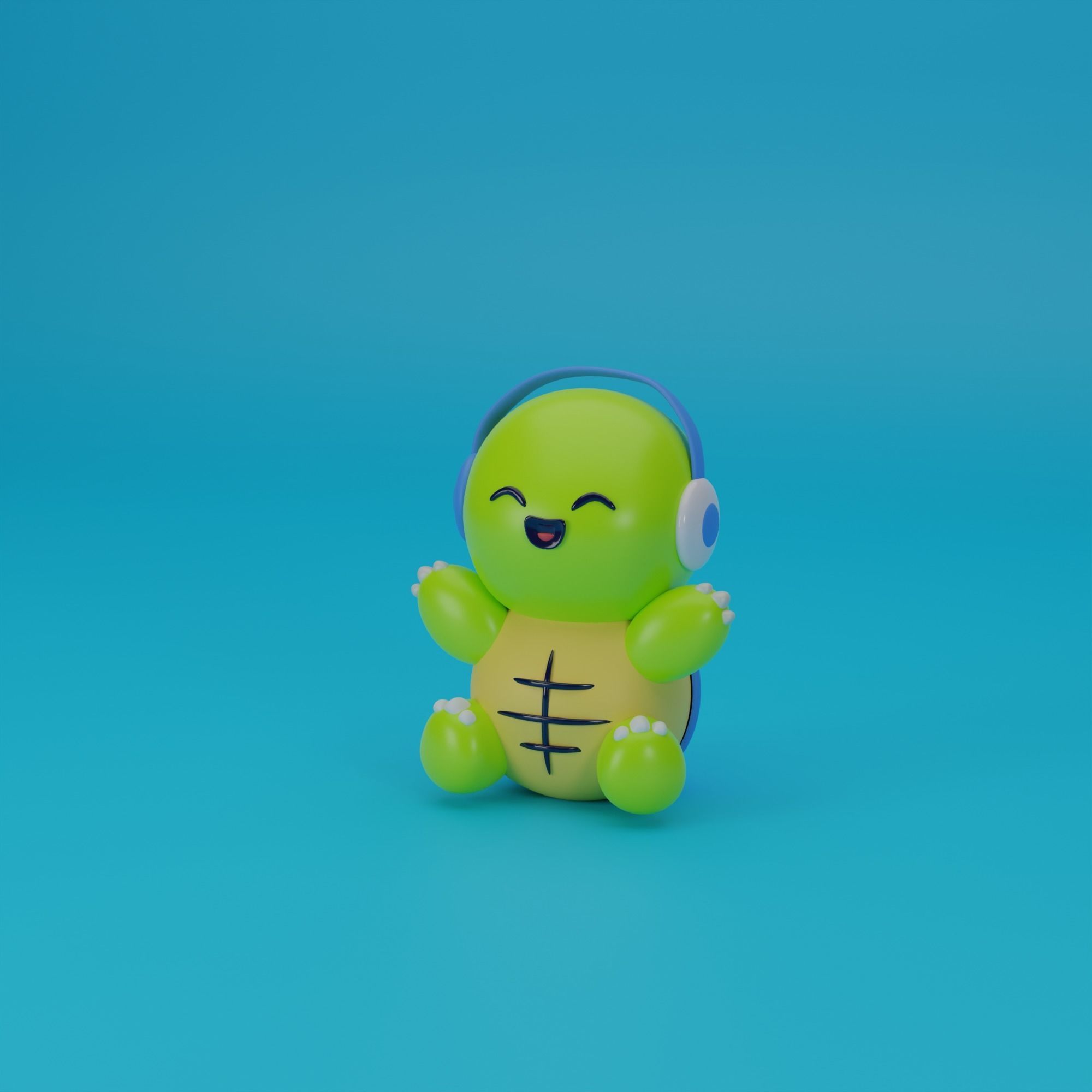 Cute Turtle cartoon 3D blender Low-poly 3D model_1