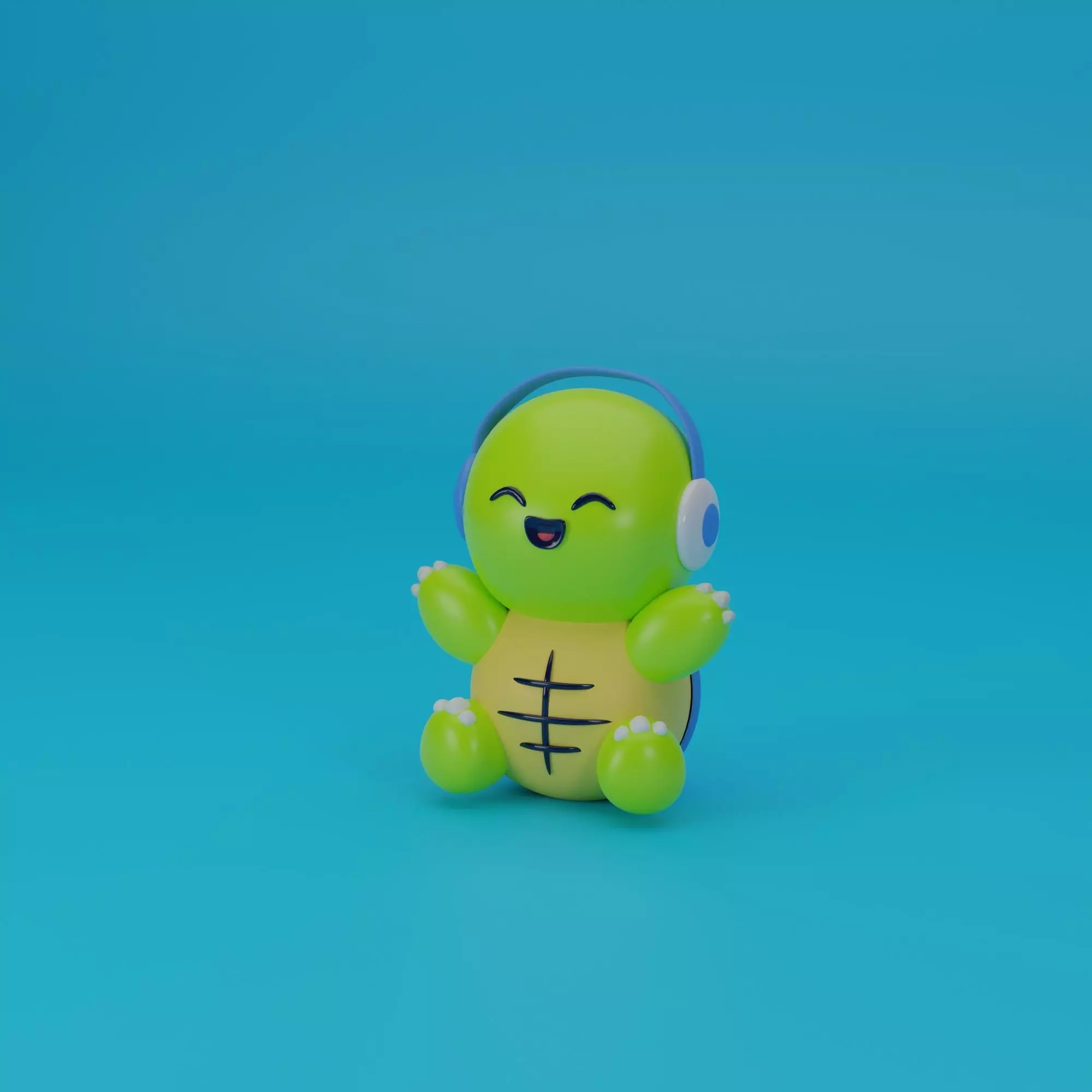 Cute Turtle cartoon 3D blender Low-poly 3D model_0