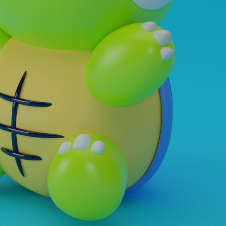 Cute Turtle cartoon 3D blender Low-poly 3D model_4