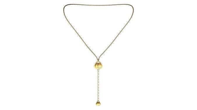 Gold Chains and Lock Padlock Pendant Necklace Low-poly 3D model
