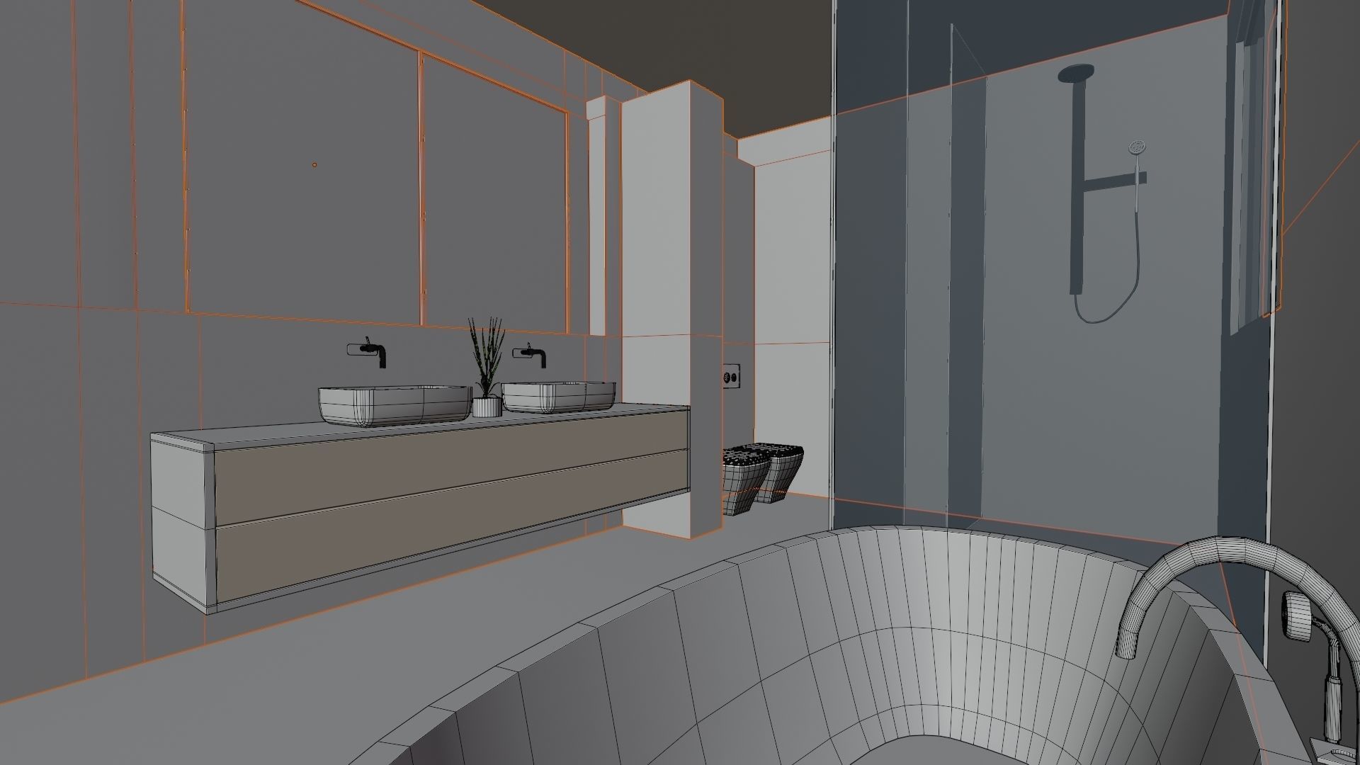 Fully Game ready low poly bathroom full set 14 models Low-poly 3D model_20