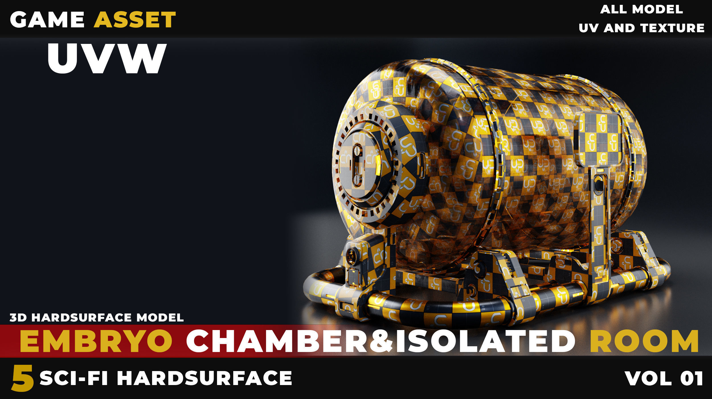 5 SCI-FI EMBRYO CHAMBER-ISOLATED ROOM UVW AND TEXTURE Low-poly 3D model_1