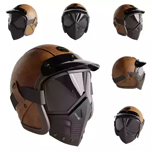 Leather Moto Helmet set 5