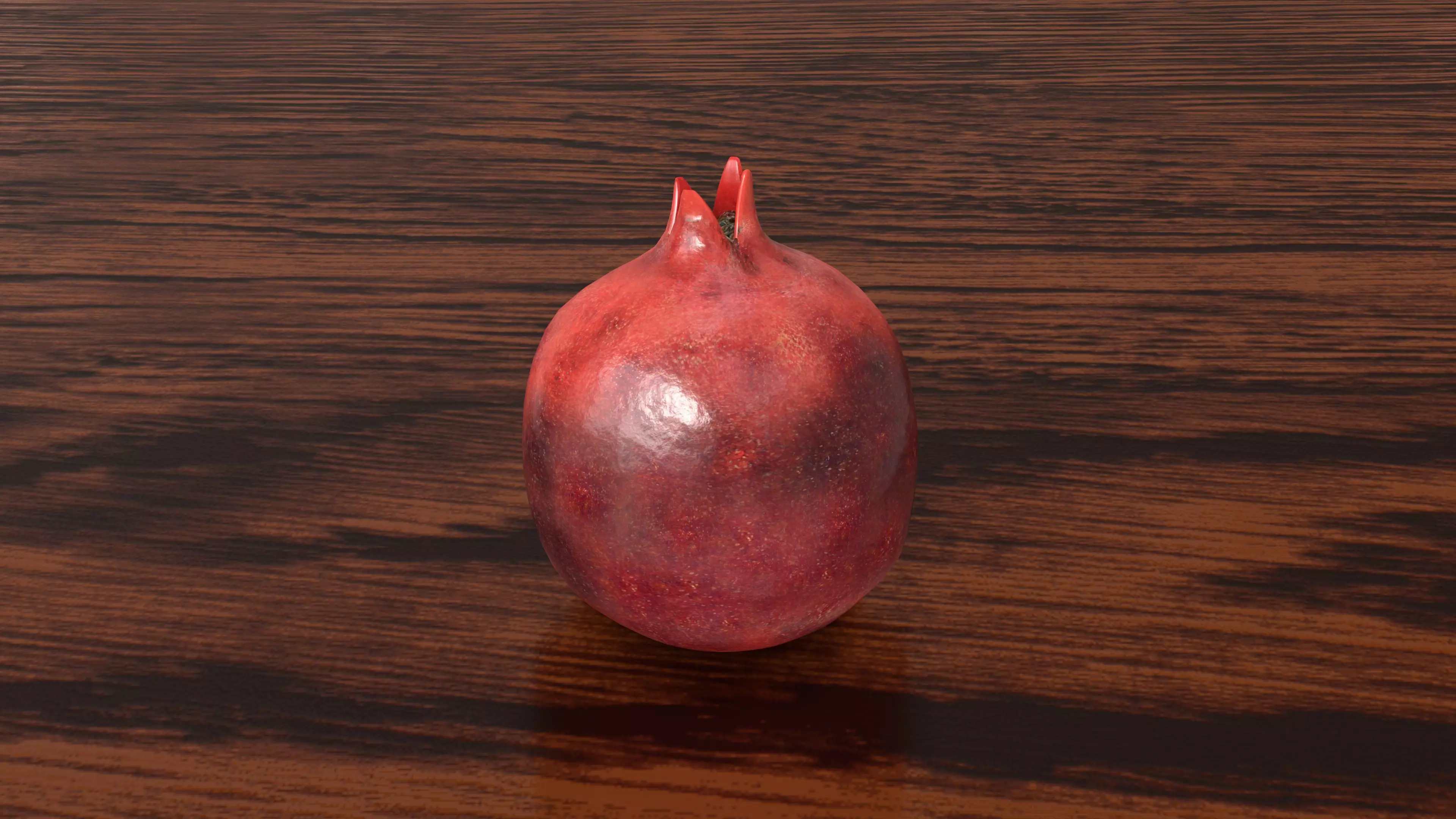 Pomegranate on wooden table Low-poly 3D model
