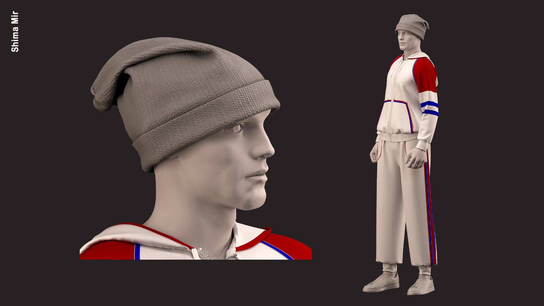 male sportswear and hat - ZPRJ - FBX - OBJ - TEXtures 3D model_7