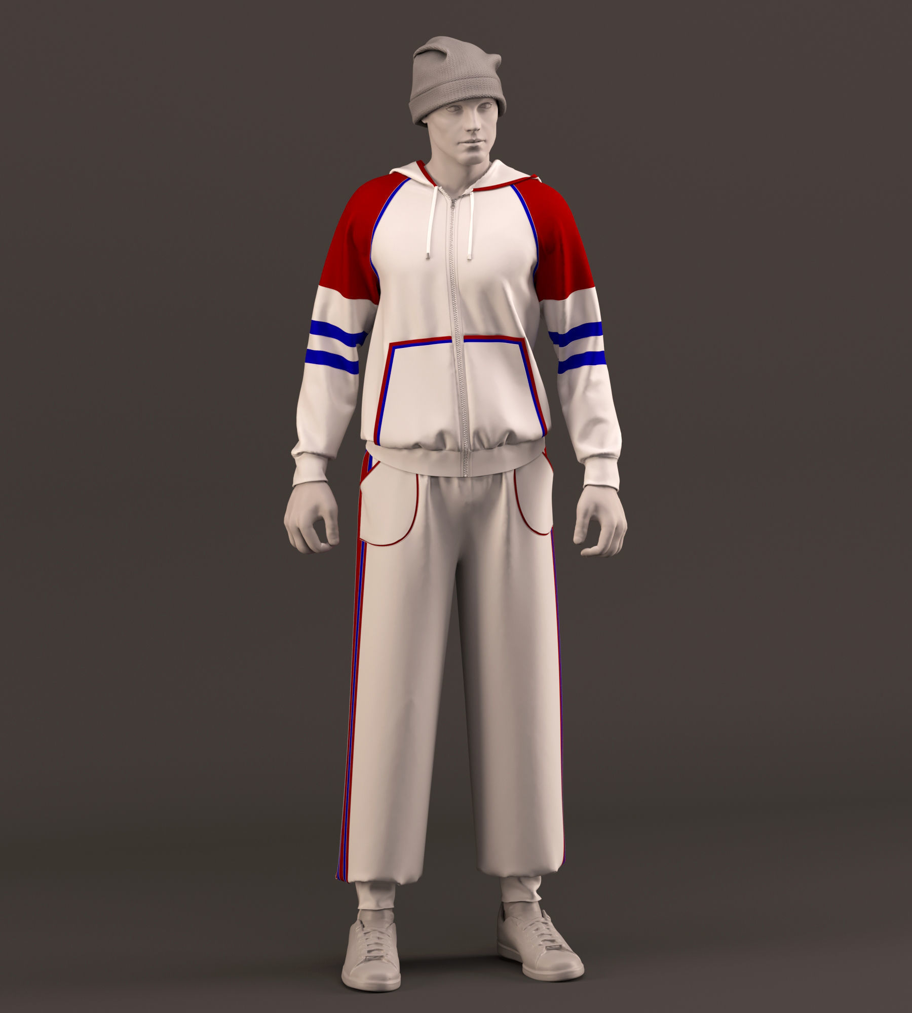 male sportswear and hat - ZPRJ - FBX - OBJ - TEXtures 3D model_12