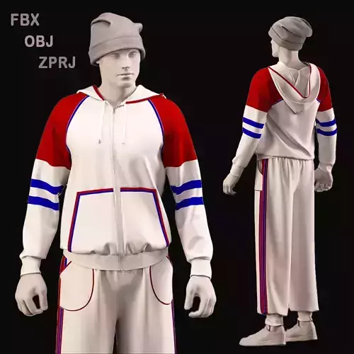 male sportswear and hat - ZPRJ - FBX - OBJ - TEXtures 3D model