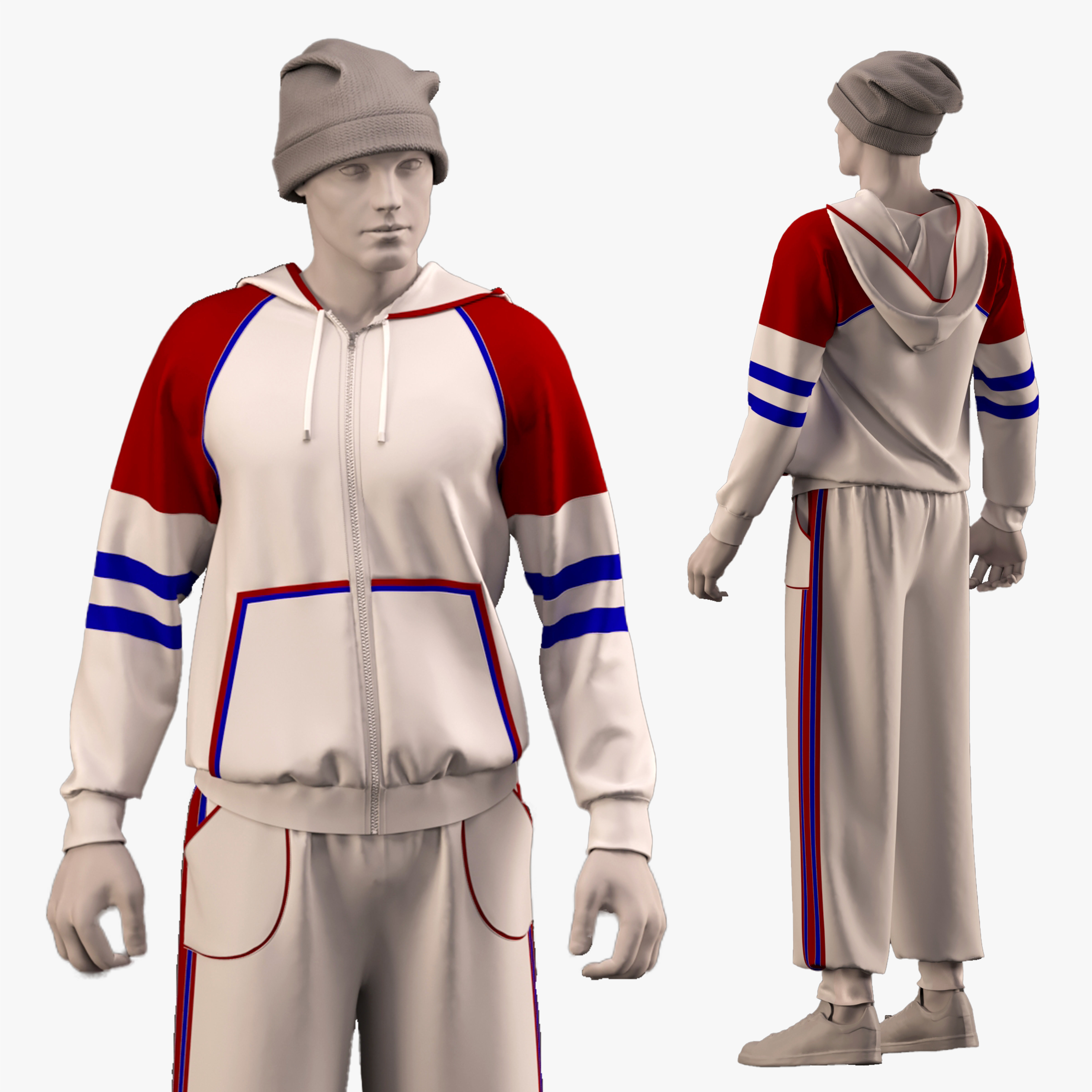 male sportswear and hat - ZPRJ - FBX - OBJ - TEXtures 3D model_1