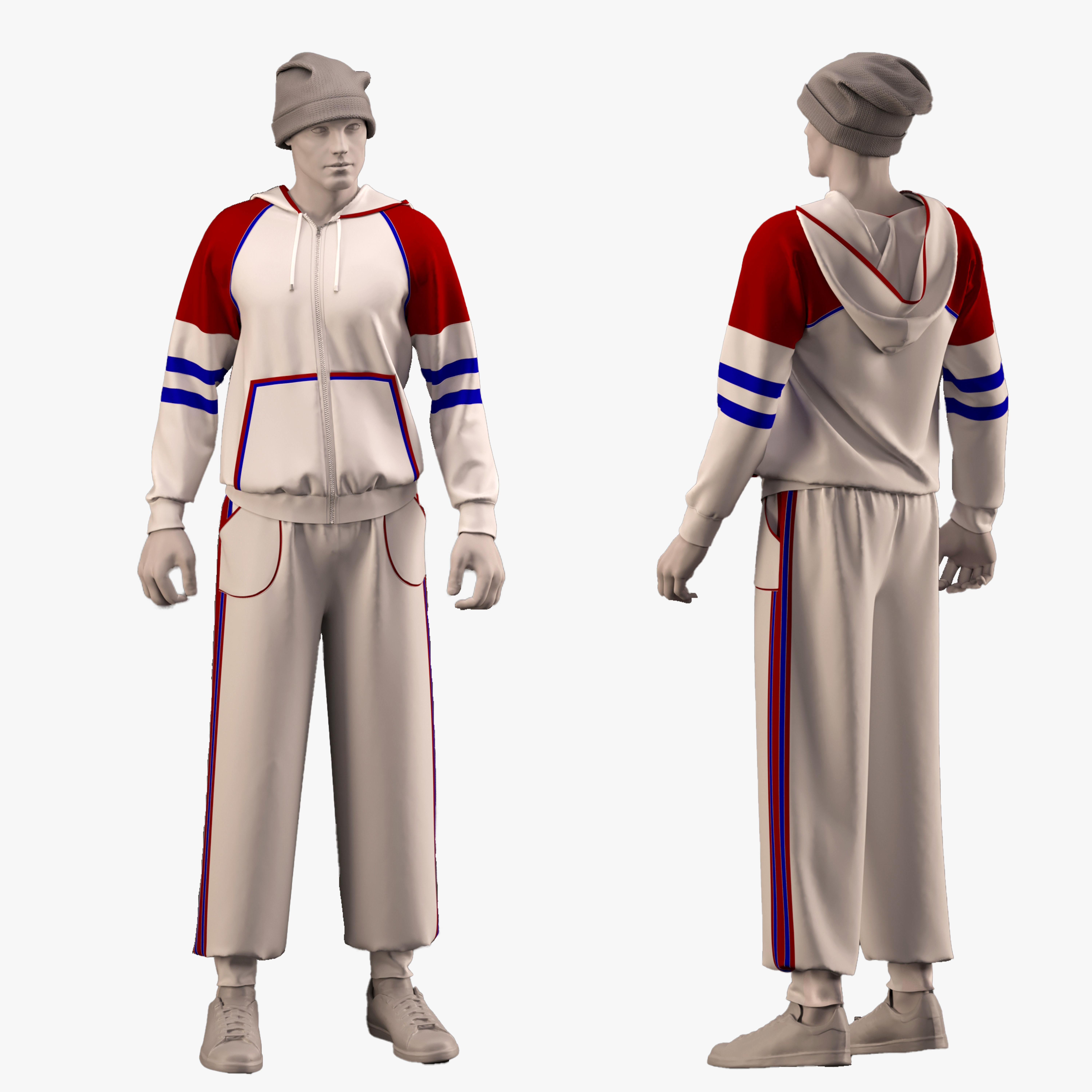 male sportswear and hat - ZPRJ - FBX - OBJ - TEXtures 3D model_2