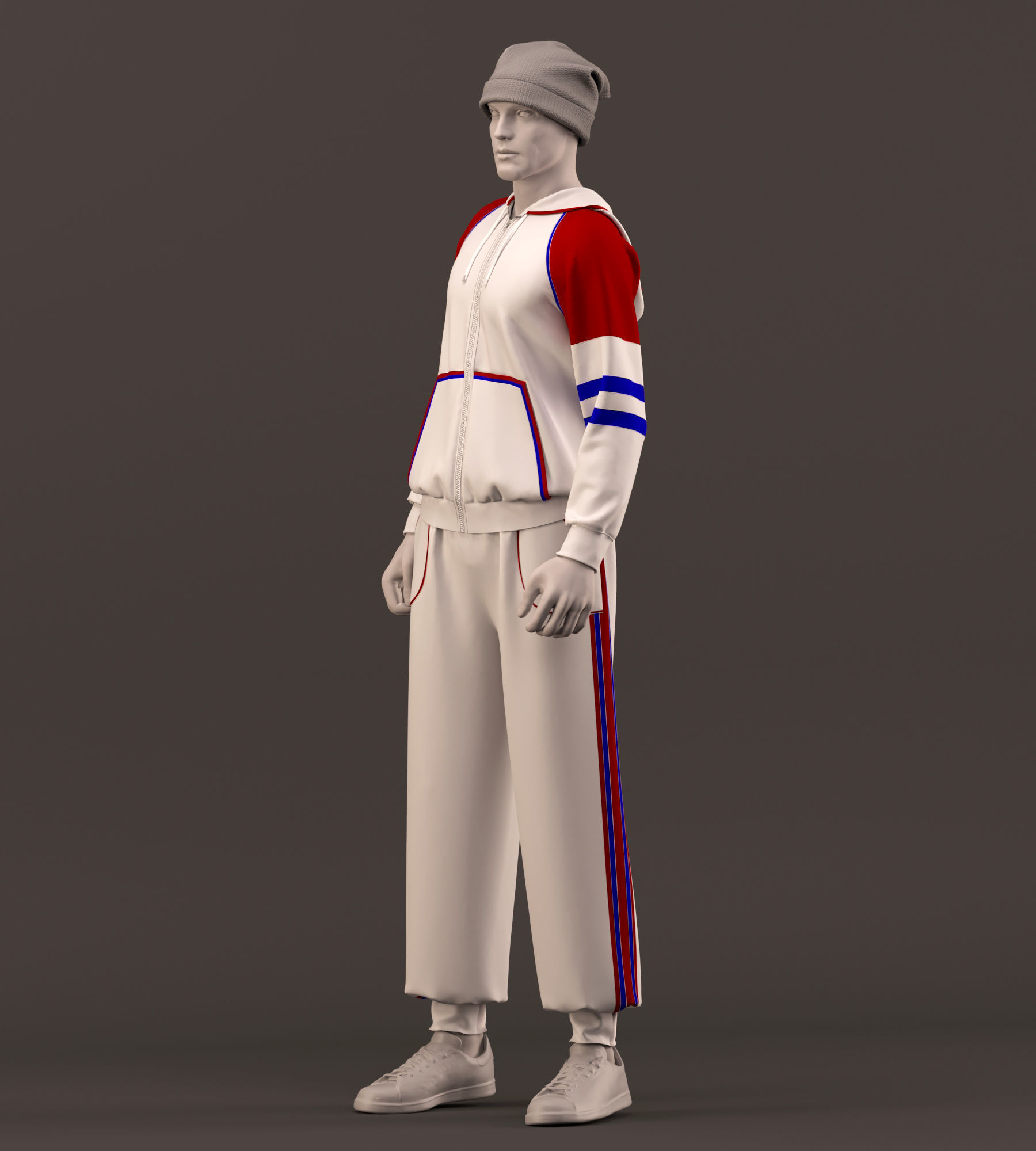 male sportswear and hat - ZPRJ - FBX - OBJ - TEXtures 3D model_11